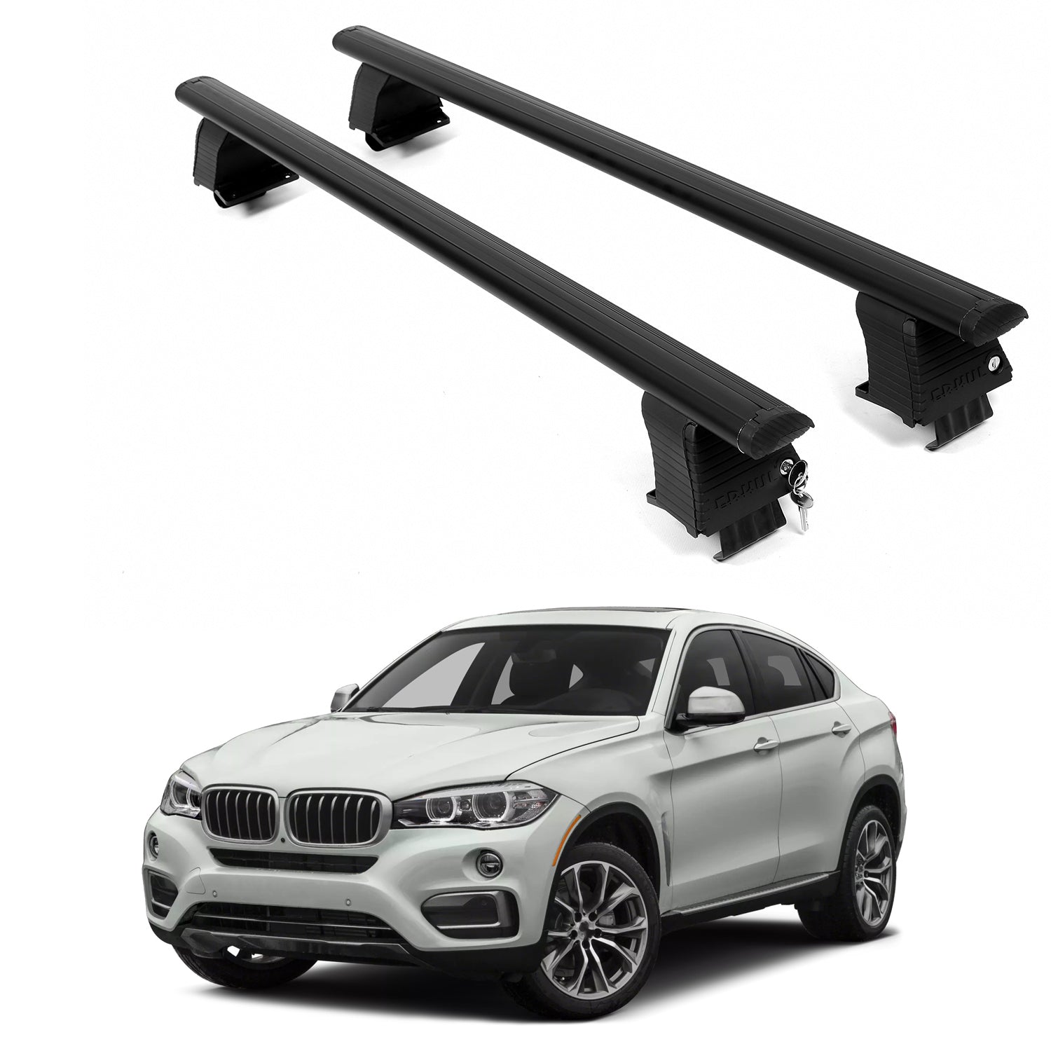 ERKUL Roof Rack Crossbars For BMW X6 2015-2019 Naked Roof Aluminum Black