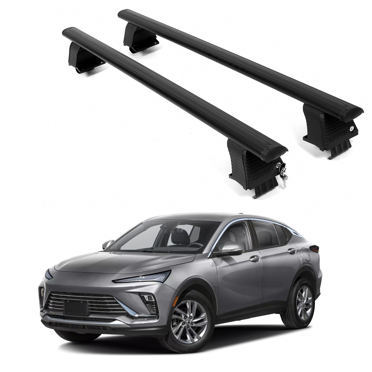 ERKUL Roof Rack Crossbars For BUICK ENVISTA 2024-2026 Naked Roof Aluminum Black