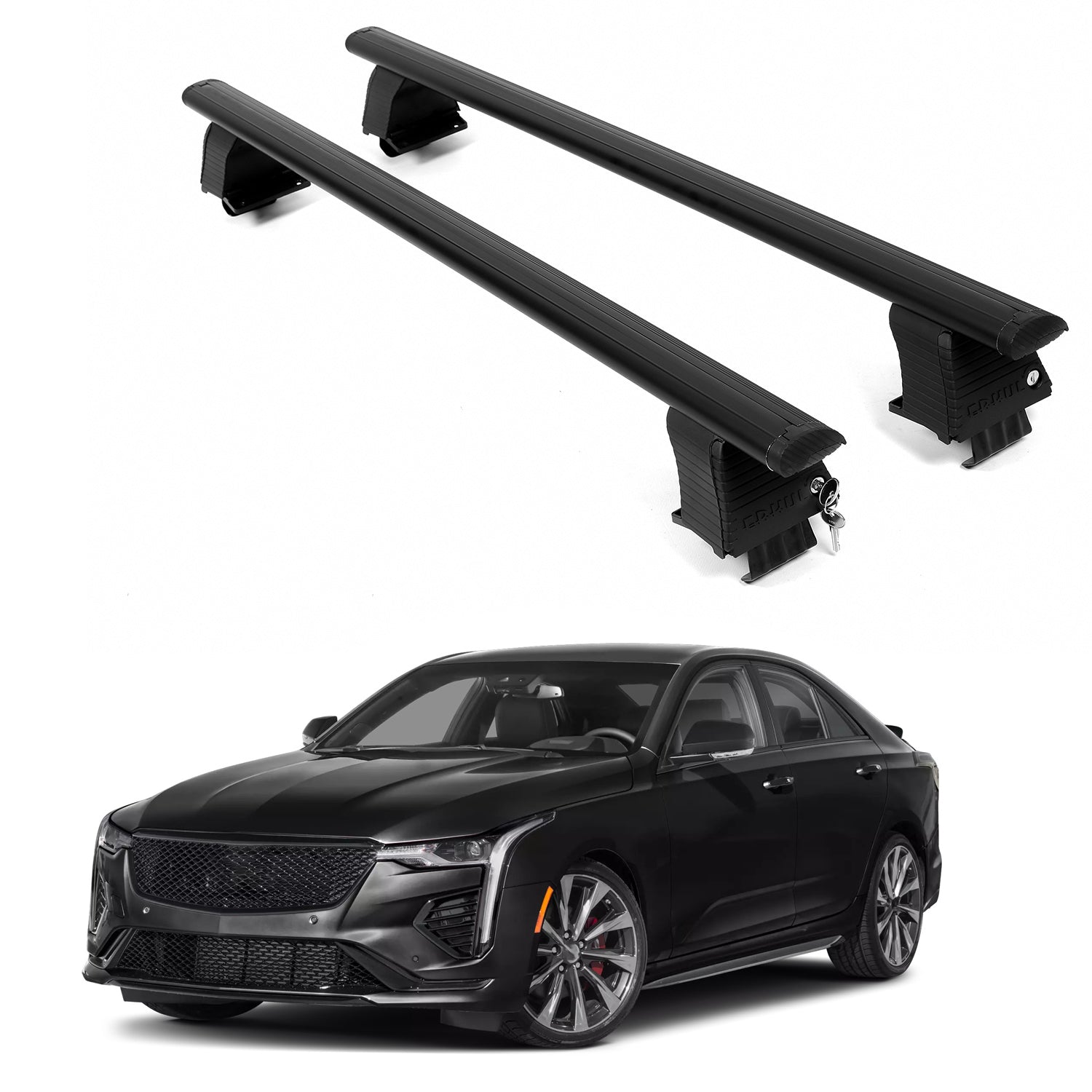 ERKUL Roof Rack Crossbars For CADILLAC CT4-V 2020-2026 Naked Roof Aluminum Black