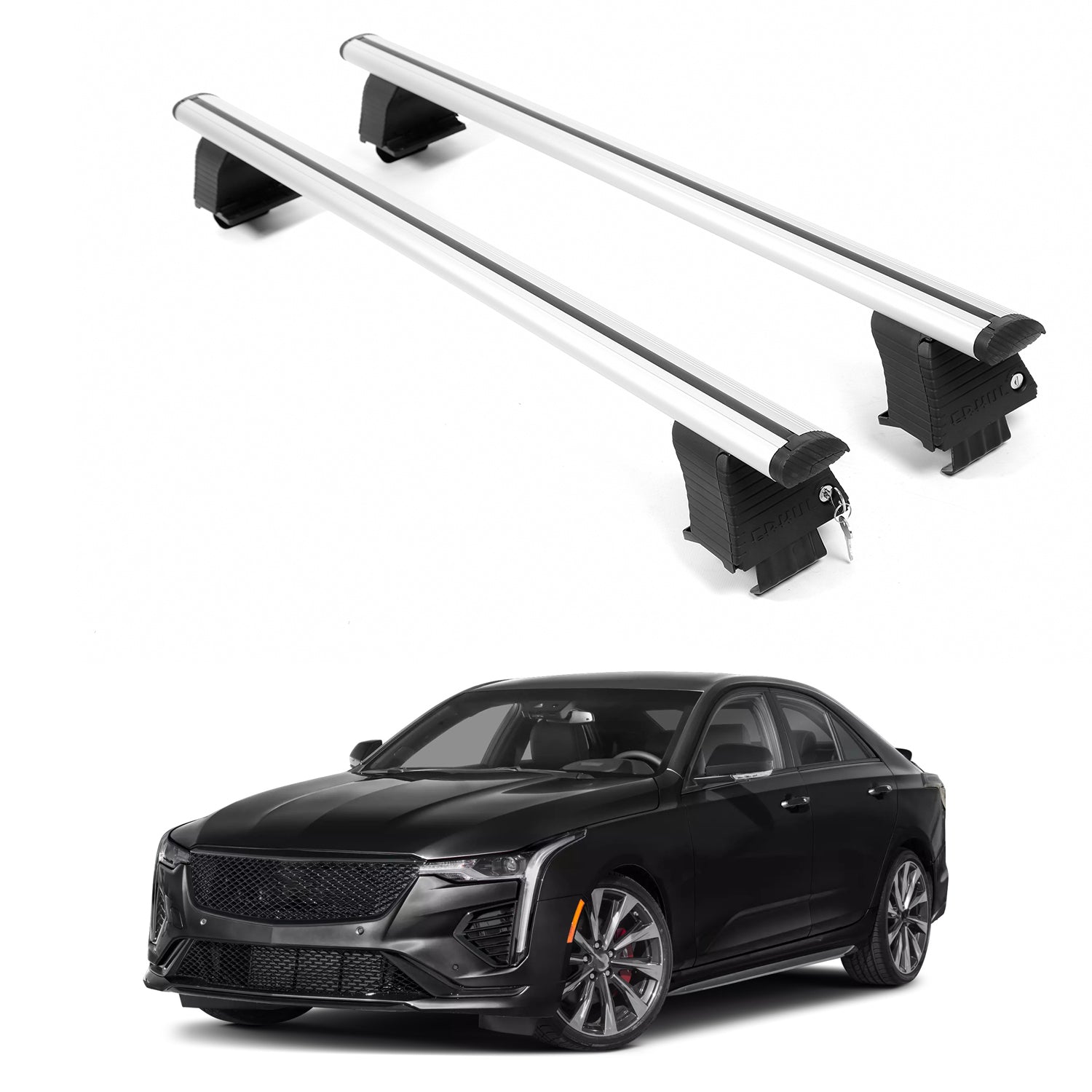 ERKUL Roof Rack Crossbars For CADILLAC CT4-V 2020-2026 Naked Roof Aluminum Silver