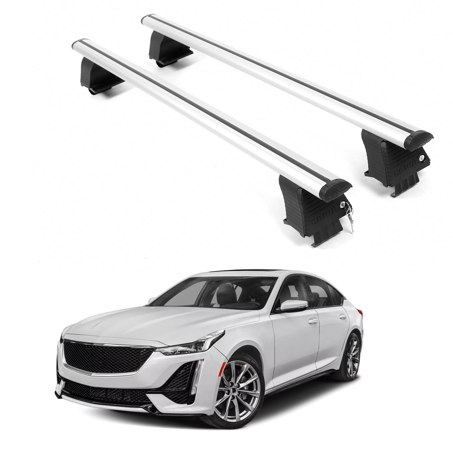 ERKUL Roof Rack Crossbars For CADILLAC CT5 2020-2026 Naked Roof Aluminum Silver