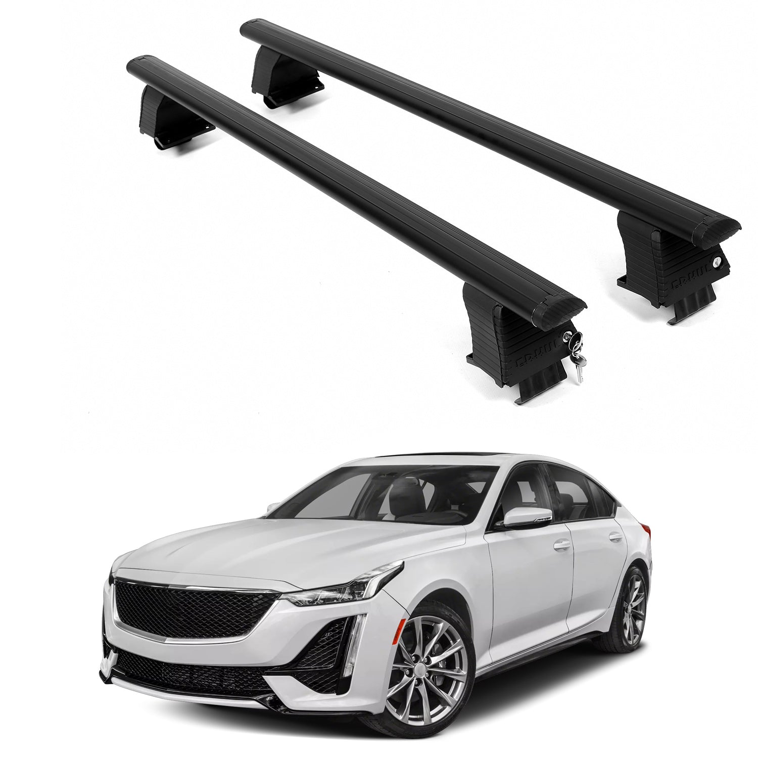 ERKUL Roof Rack Crossbars For CADILLAC CT5-V 2020-2026 Naked Roof Aluminum Black