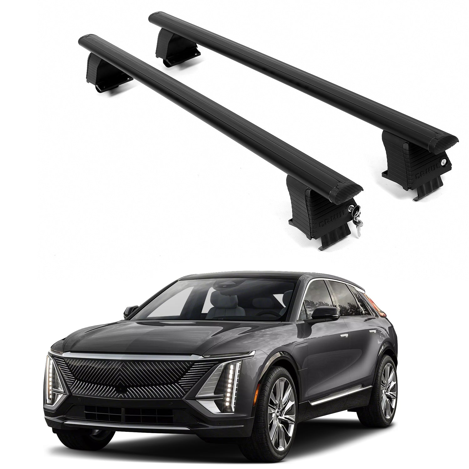 ERKUL Roof Rack Crossbars For CADILLAC LYRIQ 2023-2026 Naked Roof Aluminum Black