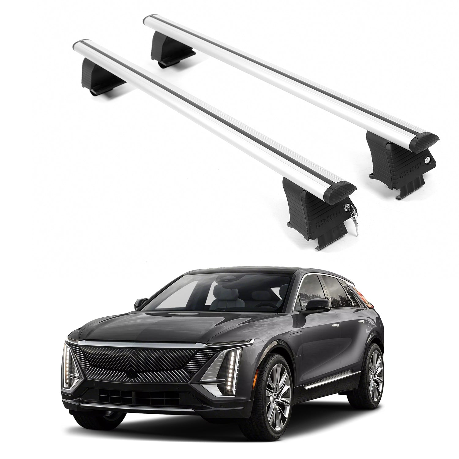 ERKUL Roof Rack Crossbars For CADILLAC LYRIQ 2023-2026 Naked Roof Aluminum Silver