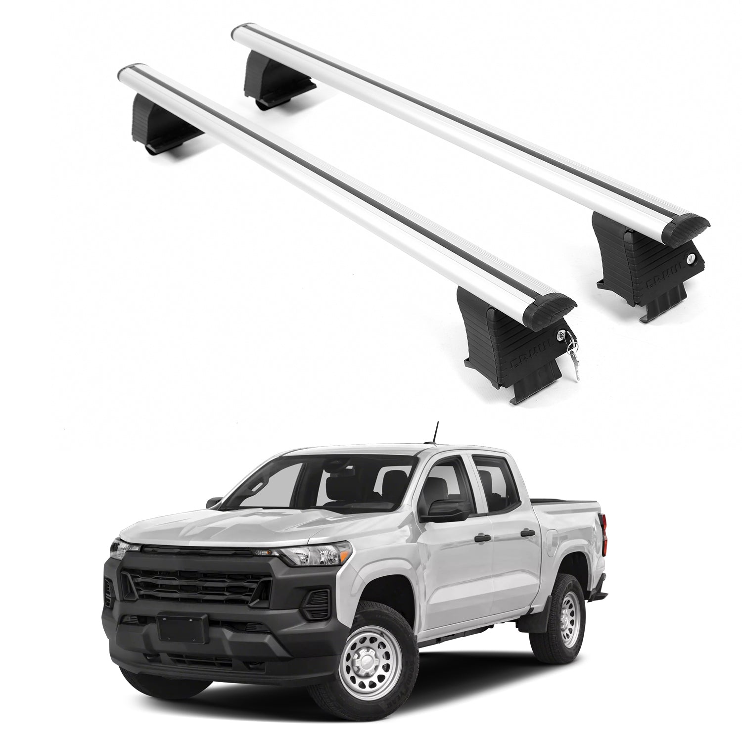 ERKUL Roof Rack Crossbars For CHEVROLET COLARADO 2023-2026 Naked Roof Aluminum Silver
