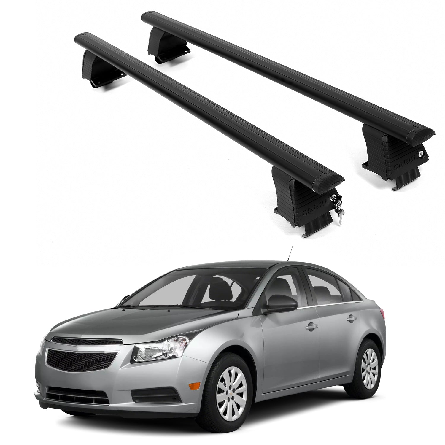 ERKUL Roof Rack Crossbars For CHEVROLET CRUZE 2011-2015 Naked Roof Aluminum Black