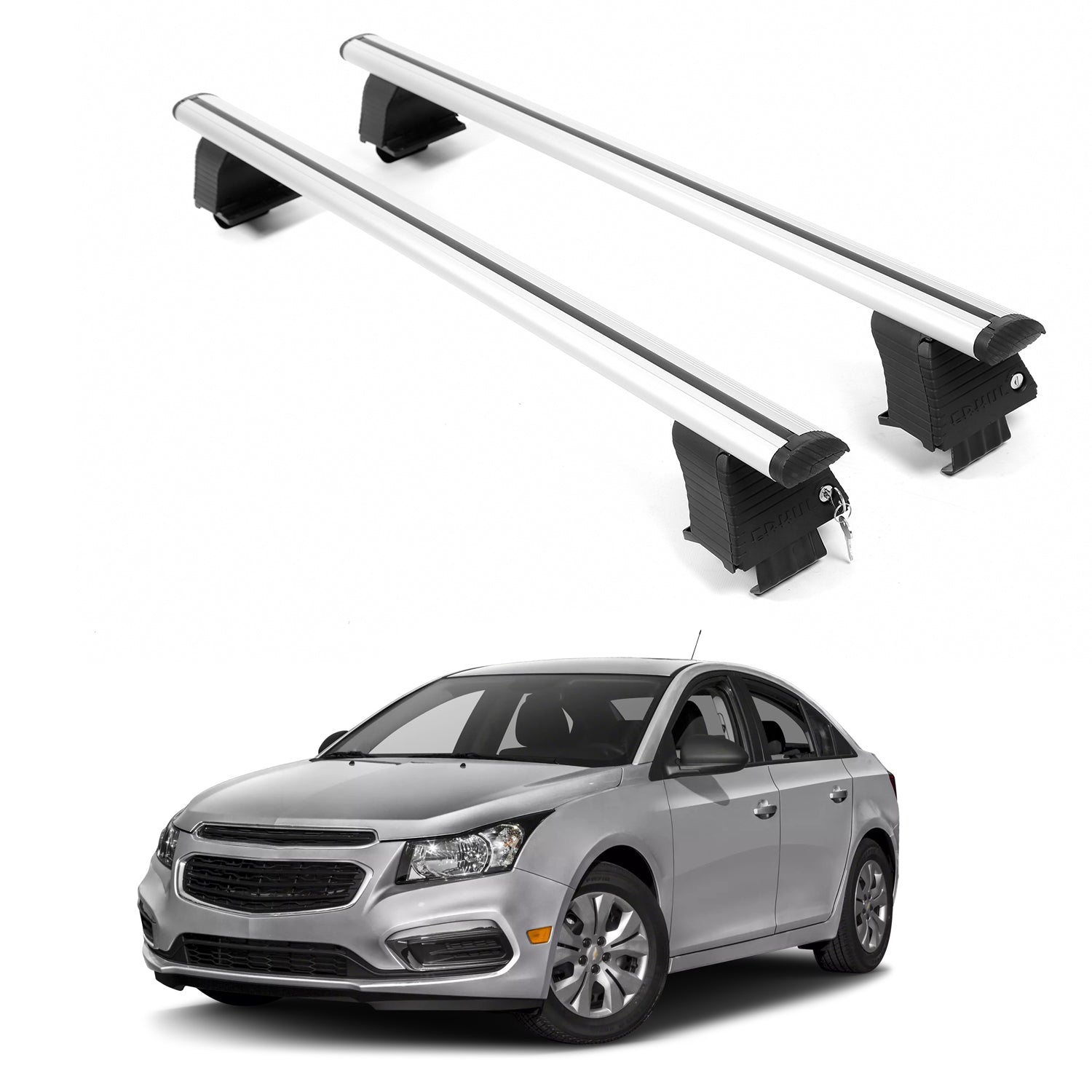 ERKUL Roof Rack Crossbars For CHEVROLET CRUZE LIMITED 2016 Naked Roof Aluminum Silver