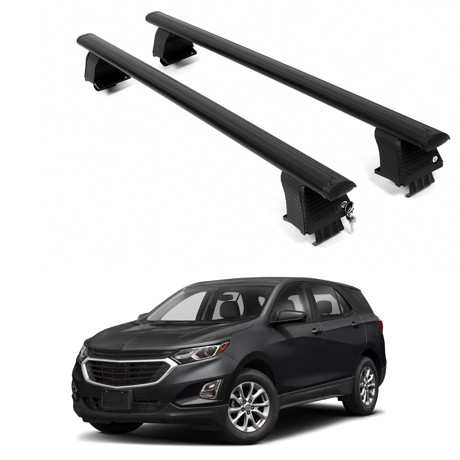 ERKUL Roof Rack Crossbars For CHEVROLET EQUINOX 2018-2024 Naked Roof Aluminum Black