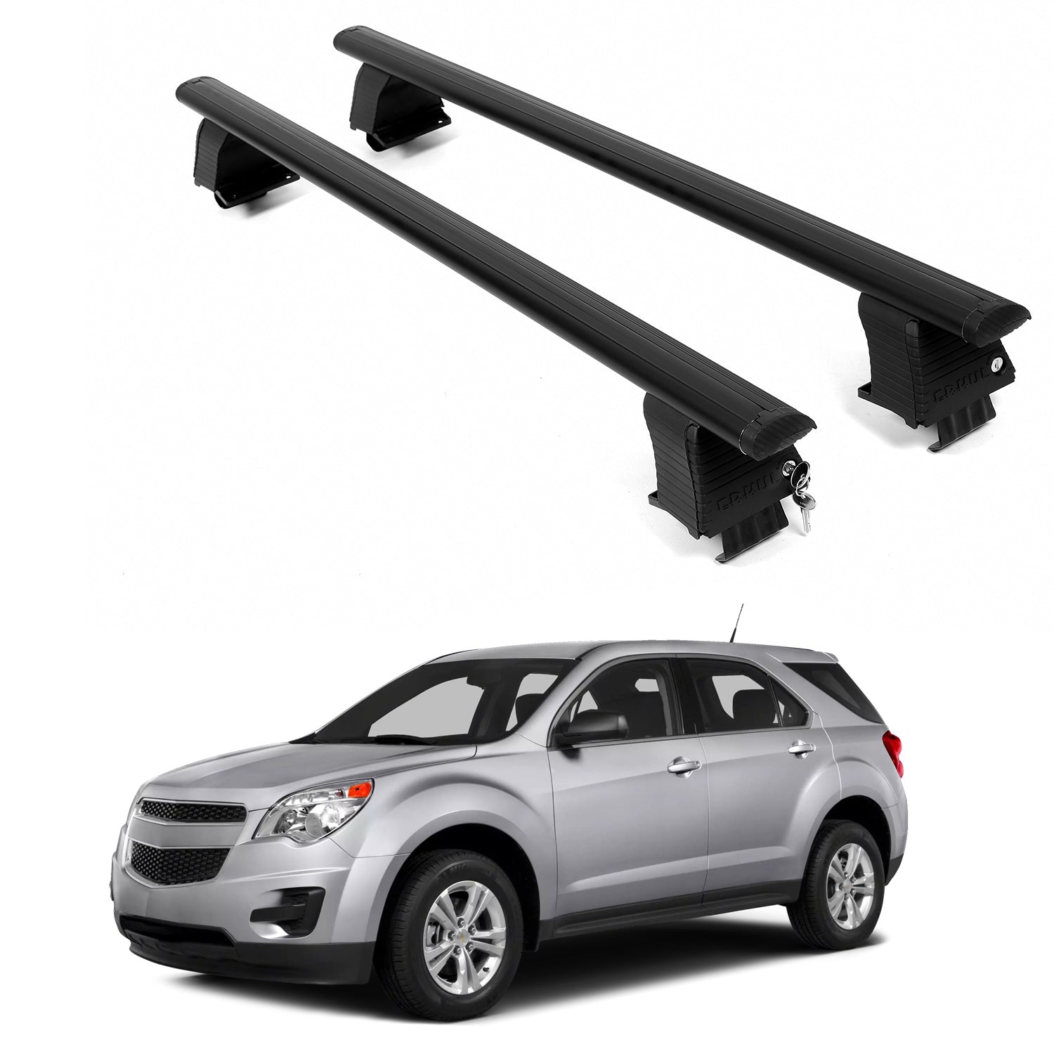 ERKUL Roof Rack Crossbars For CHEVROLET EQUINOX 2010-2017 Naked Roof Aluminum Black
