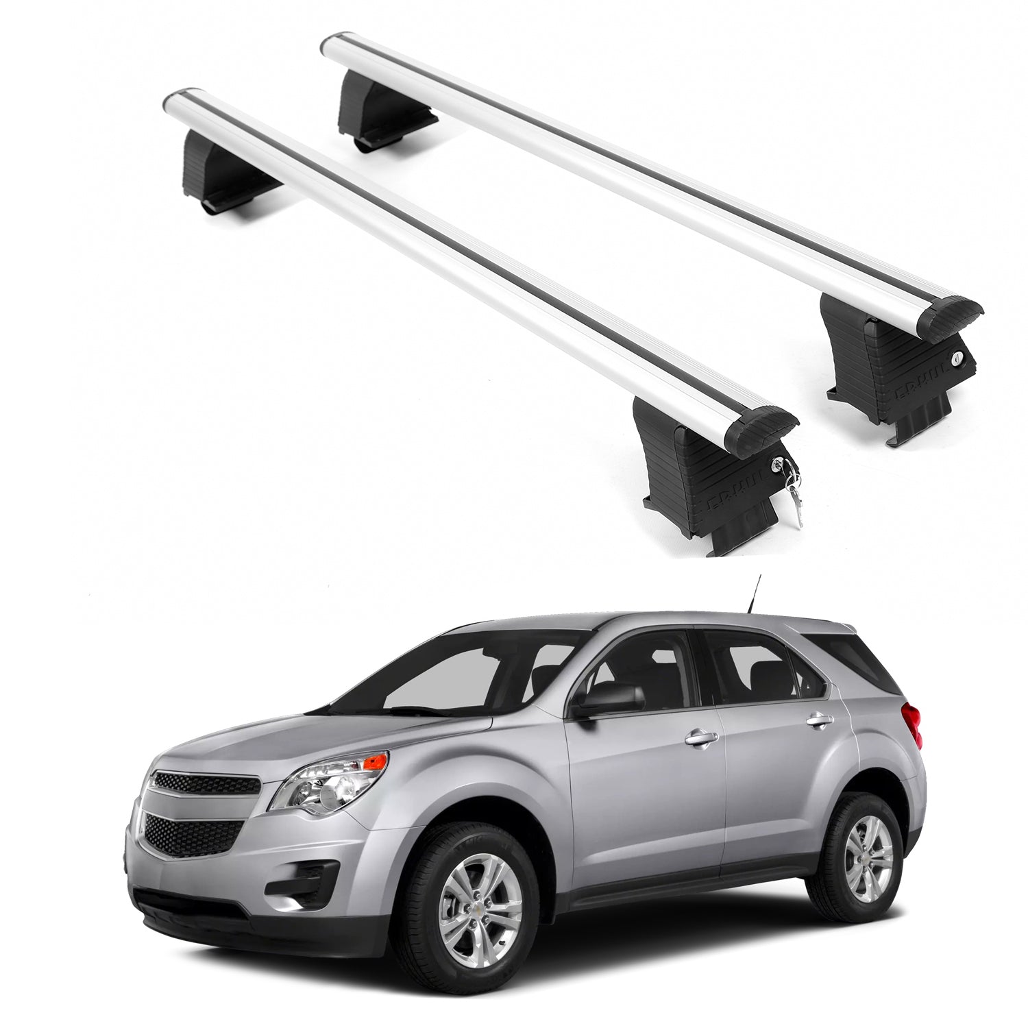 ERKUL Roof Rack Crossbars For CHEVROLET EQUINOX 2010-2017 Naked Roof Aluminum Silver