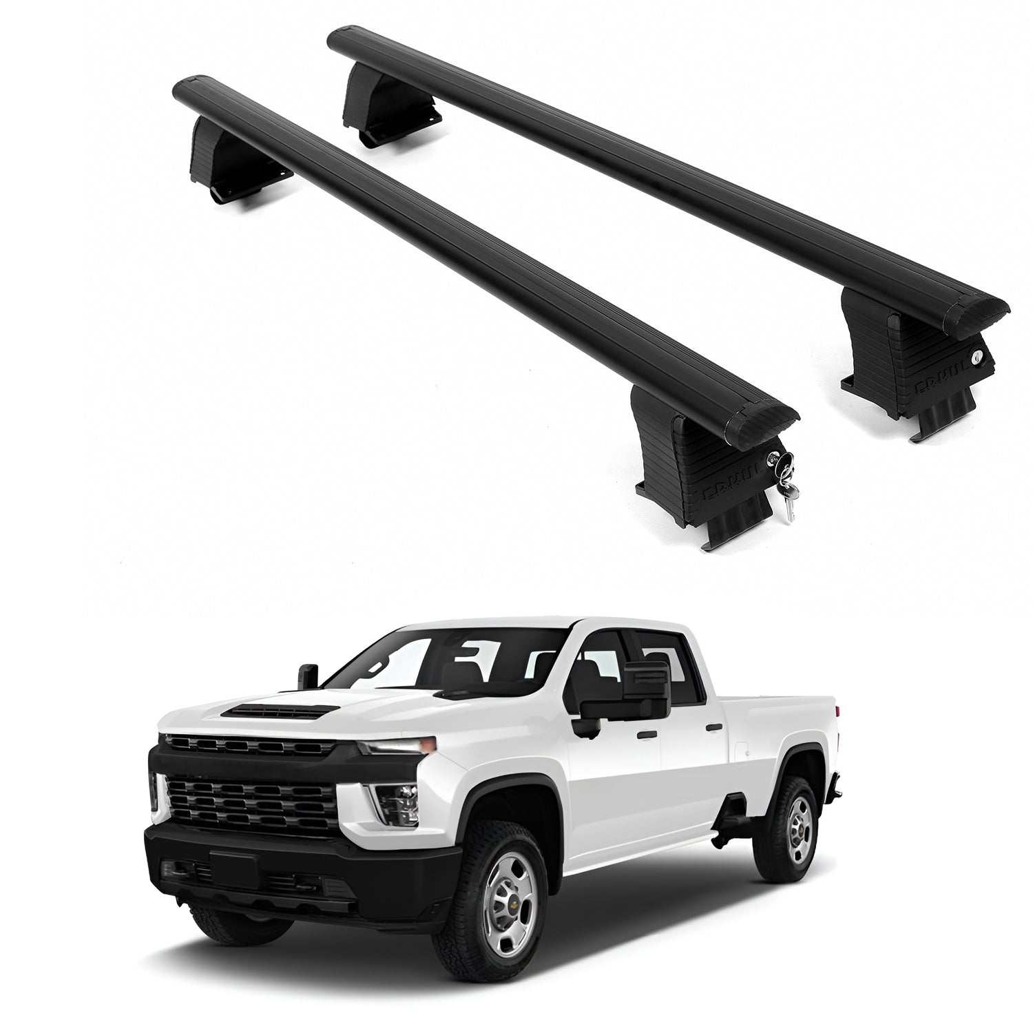 ERKUL Roof Rack Crossbars For CHEVROLET SILVERADO 2500 HD 2020-2026 Naked Roof Aluminum Black
