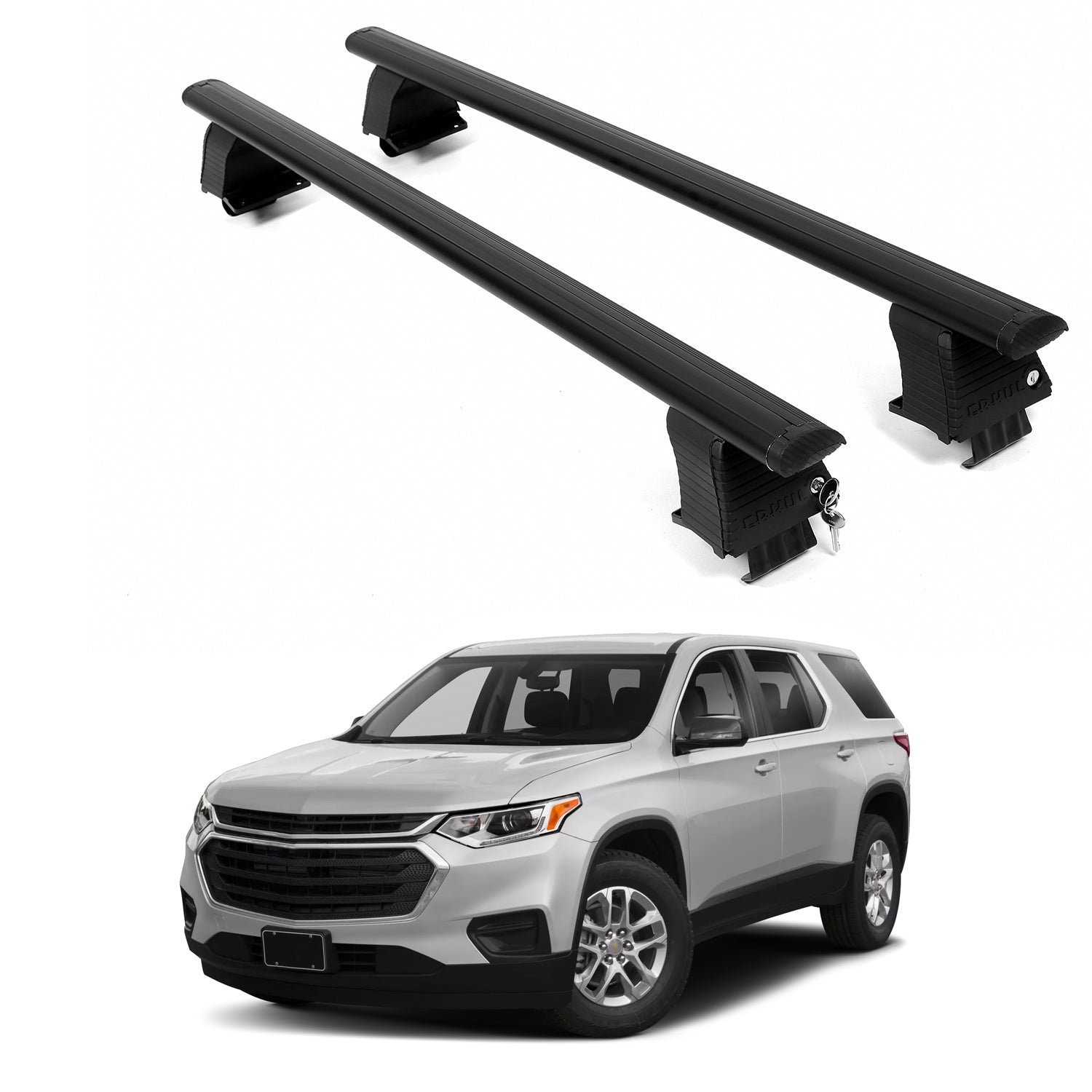 ERKUL Roof Rack Crossbars For CHEVROLET TRAVERSE 2018-2023 Naked Roof Aluminum Black