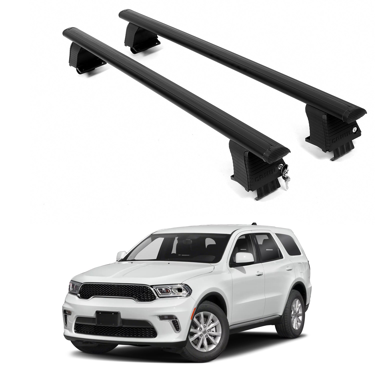 ERKUL Roof Rack Crossbars For DODGE DURANGO 2011-2026 Naked Roof Aluminum Black