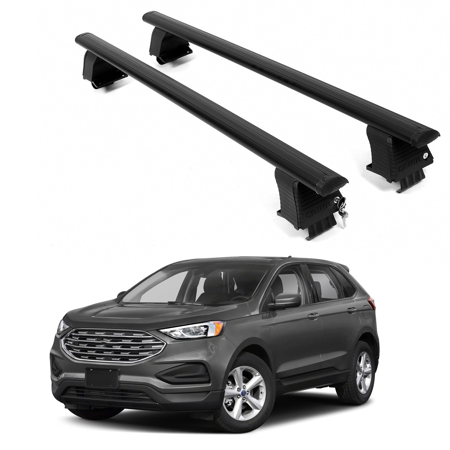 ERKUL Roof Rack Crossbars For FORD EDGE 2015-2024 Naked Roof Aluminum Black