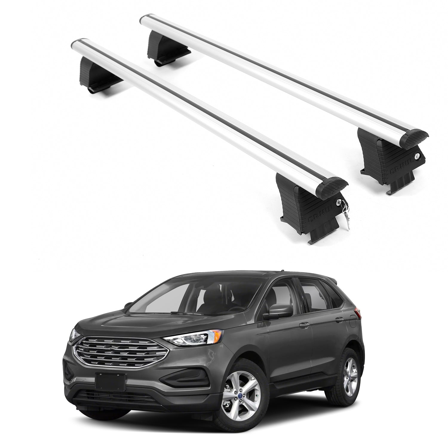 ERKUL Roof Rack Crossbars For FORD EDGE 2015-2024 Naked Roof Aluminum Silver