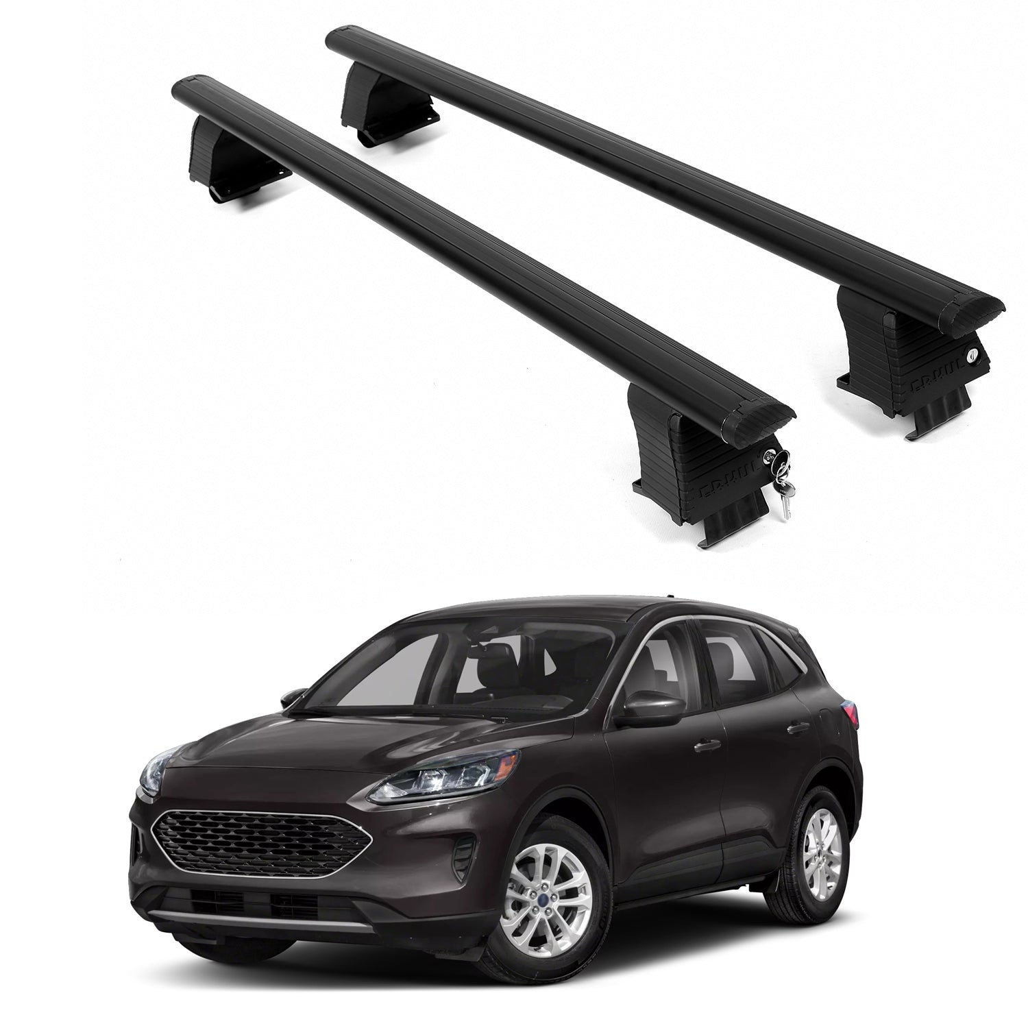 ERKUL Roof Rack Crossbars For FORD ESCAPE 2020-2026 Naked Roof Aluminum Black