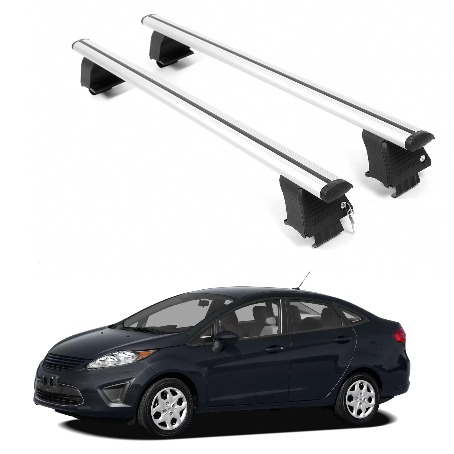 ERKUL Roof Rack Crossbars For FORD FIESTA 2011-2019 Naked Roof Aluminum Silver