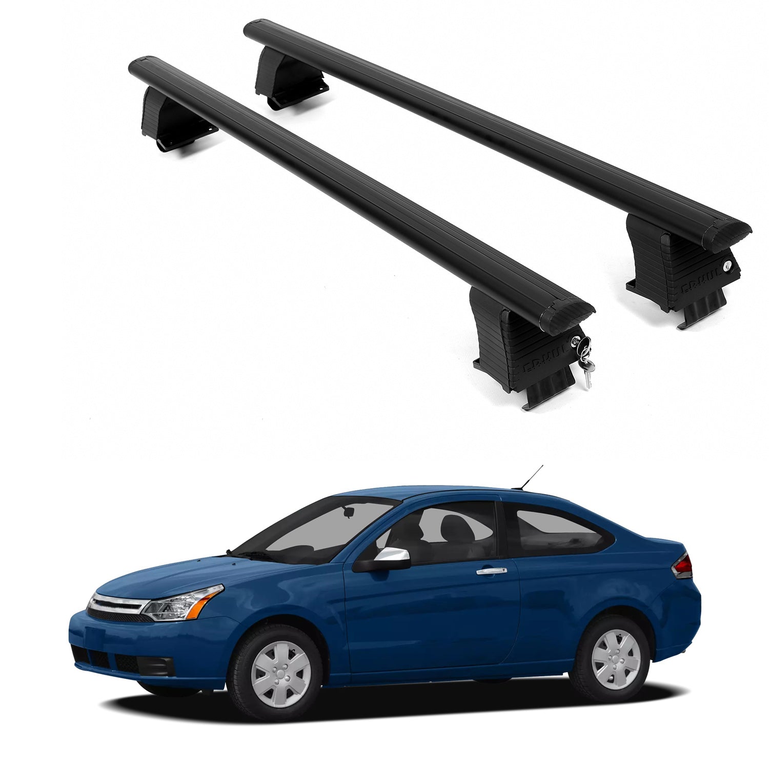 ERKUL Roof Rack Crossbars For FORD FOCUS 2000-2011 Naked Roof Aluminum Black