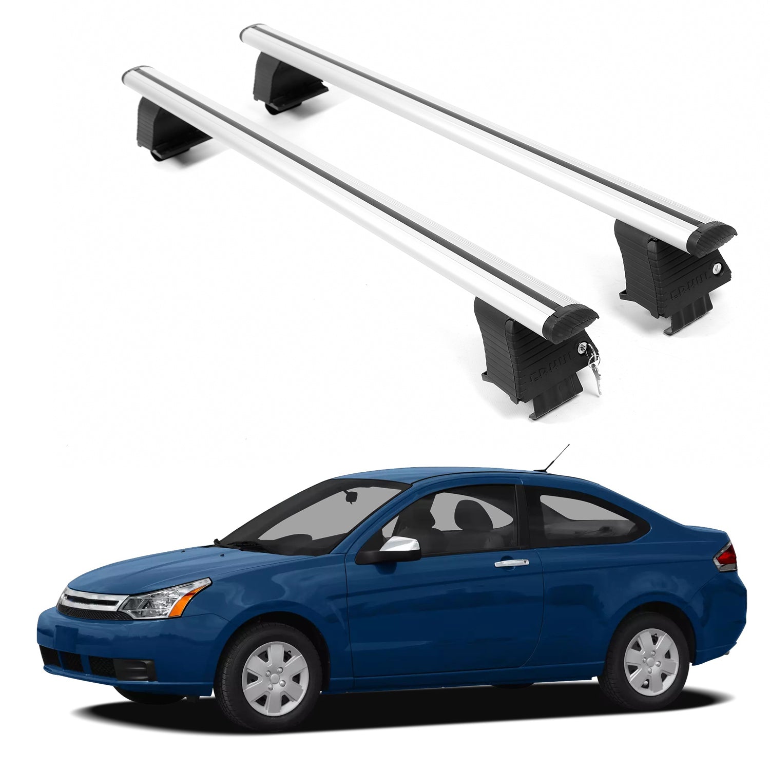 ERKUL Roof Rack Crossbars For FORD FOCUS 2000-2011 Naked Roof Aluminum Silver