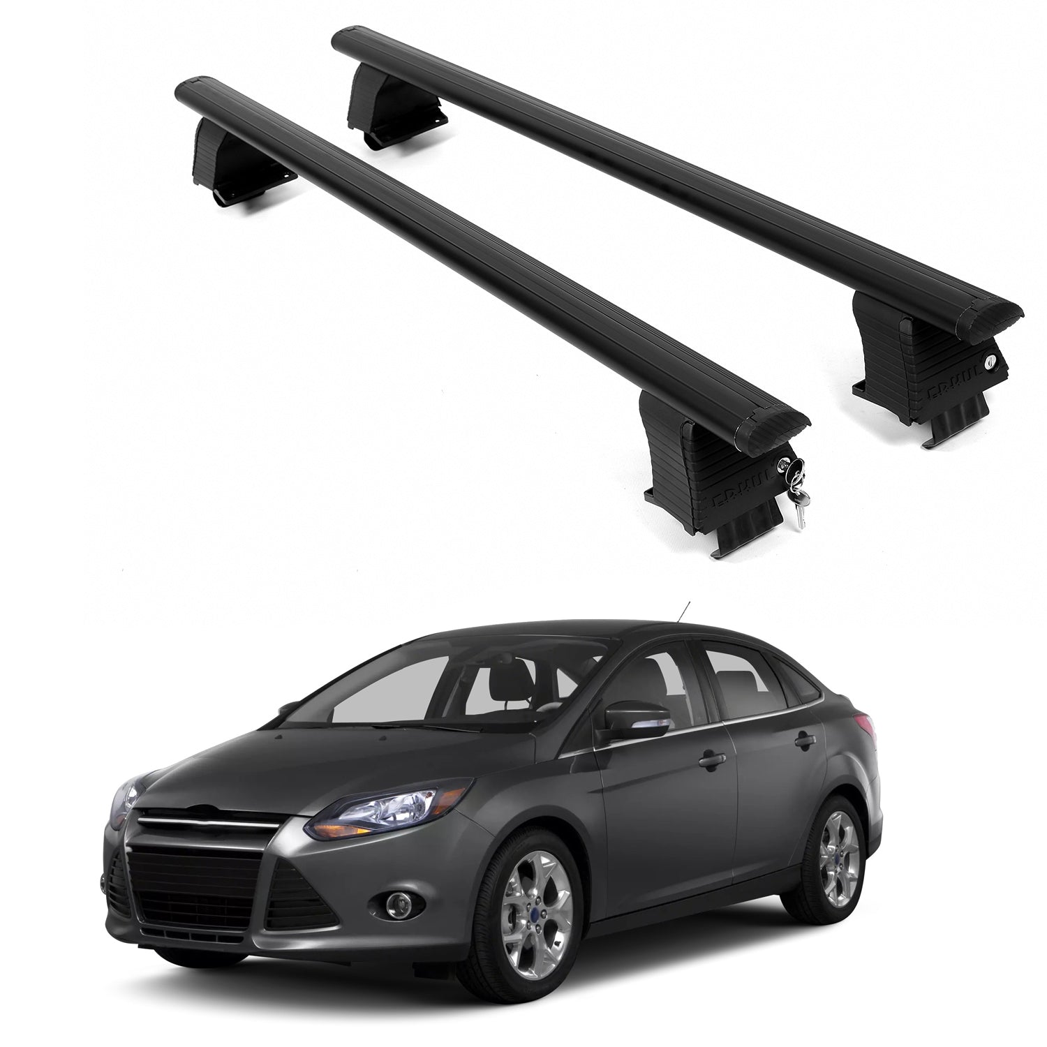 ERKUL Roof Rack Crossbars For FORD FOCUS 2012-2018 Naked Roof Aluminum Black