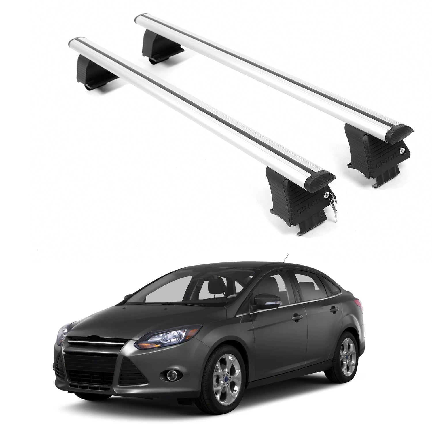 ERKUL Roof Rack Crossbars For FORD FOCUS 2012-2018 Naked Roof Aluminum Silver