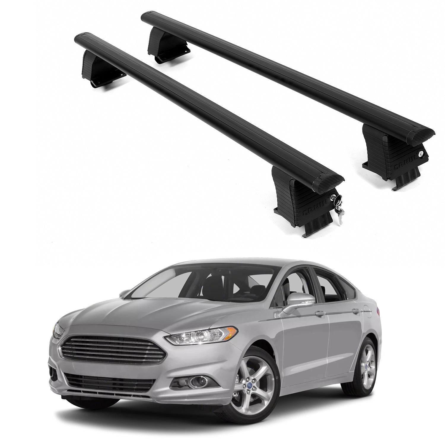 ERKUL Roof Rack Crossbars For FORD FUSION 2013-2020 Naked Roof Aluminum Black