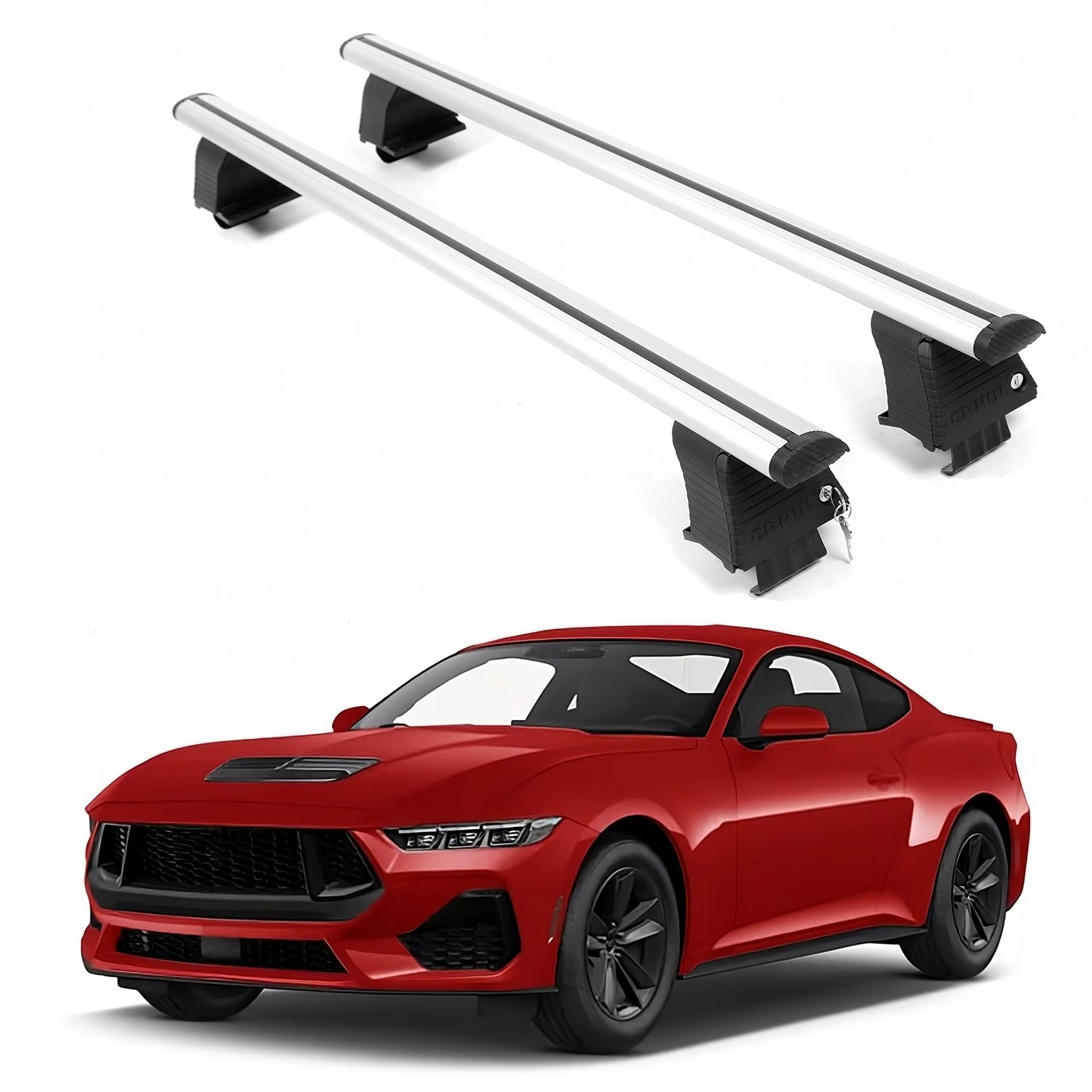 ERKUL Roof Rack Crossbars For FORD MUSTANG 2024-2026 Naked Roof Aluminum Silver