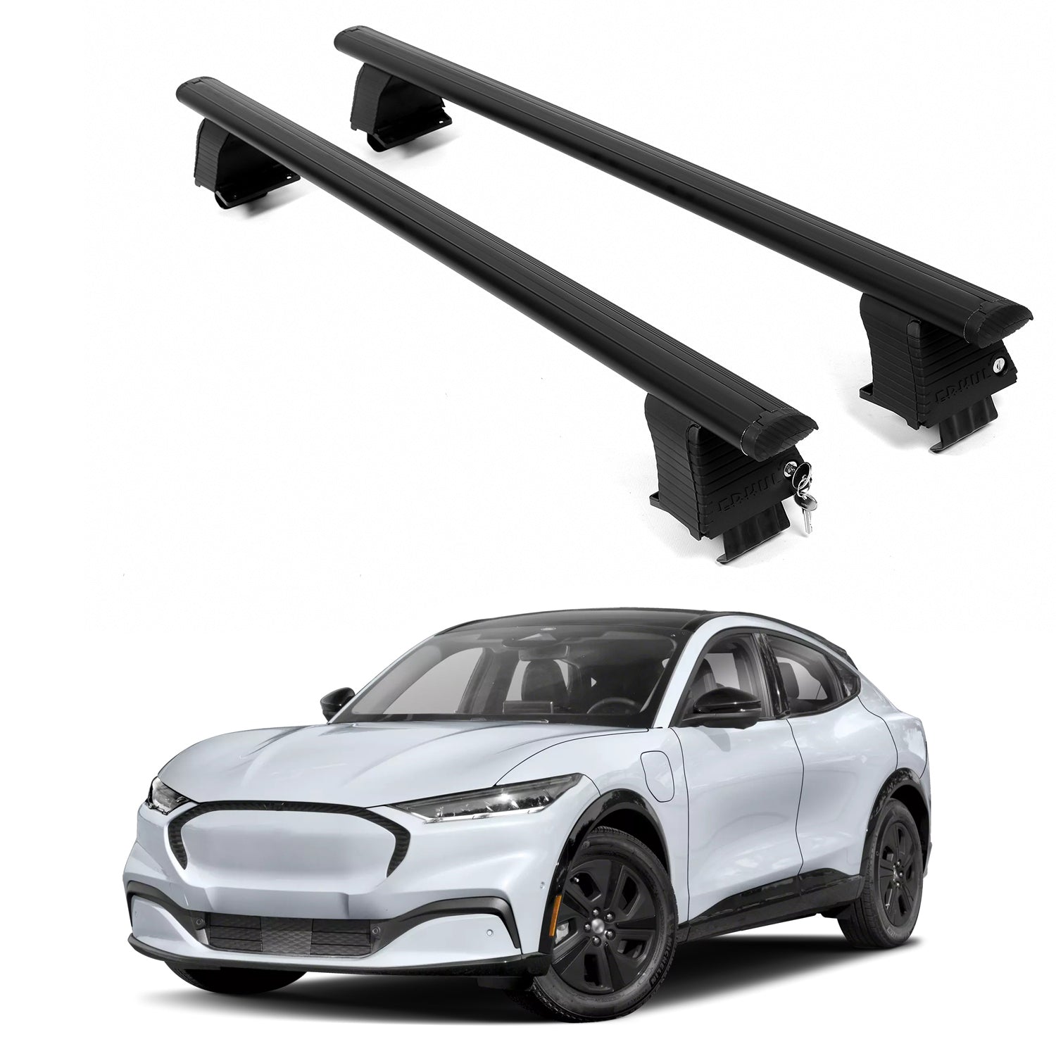 ERKUL Roof Rack Crossbars For FORD MUSTANG MACH-E 2021-2026 Naked Roof Aluminum Black