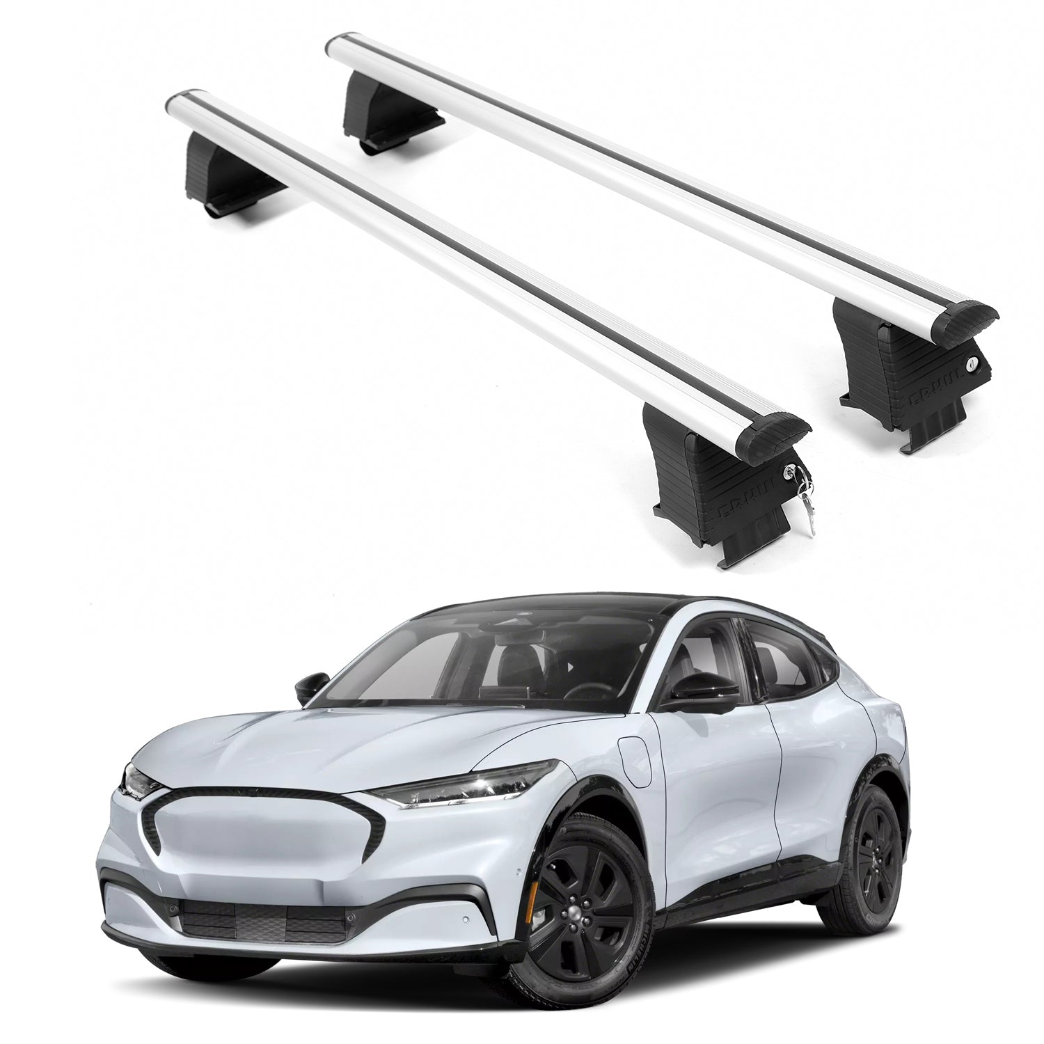 ERKUL Roof Rack Crossbars For FORD MUSTANG MACH-E 2021-2026 Naked Roof Aluminum Silver