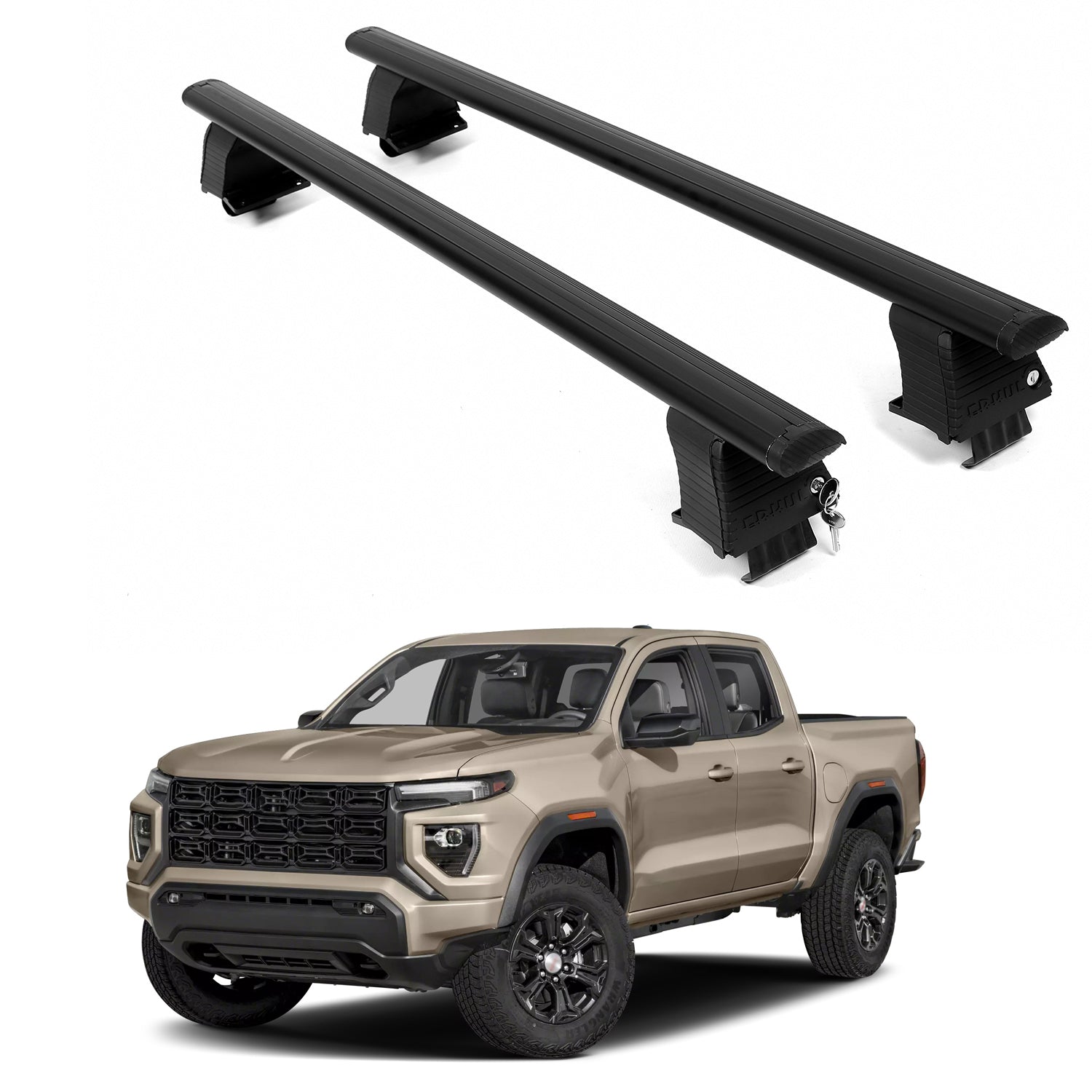 ERKUL Roof Rack Crossbars For GMC CANYON 2023-2026 Naked Roof Aluminum Black