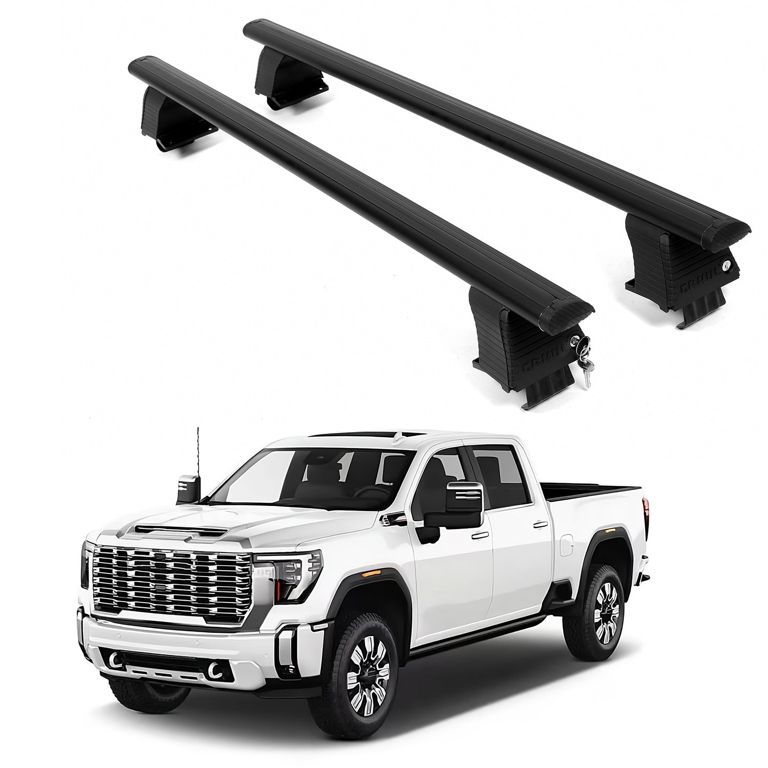 ERKUL Roof Rack Crossbars For GMC SIERRA 2500 HD 2020-2026 Naked Roof Aluminum Black
