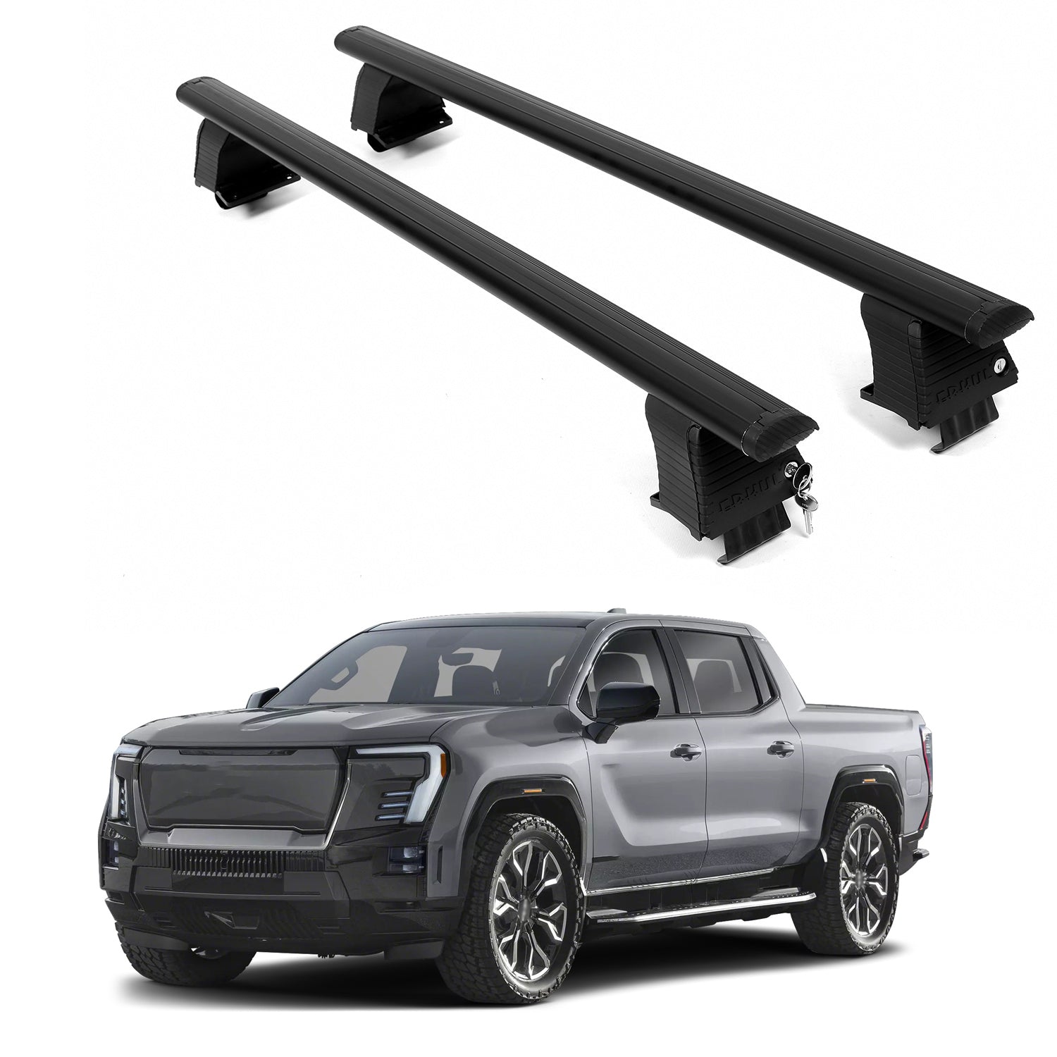 ERKUL Roof Rack Crossbars For GMC SIERRA EV DENALI 2024-2026 Naked Roof Aluminum Black