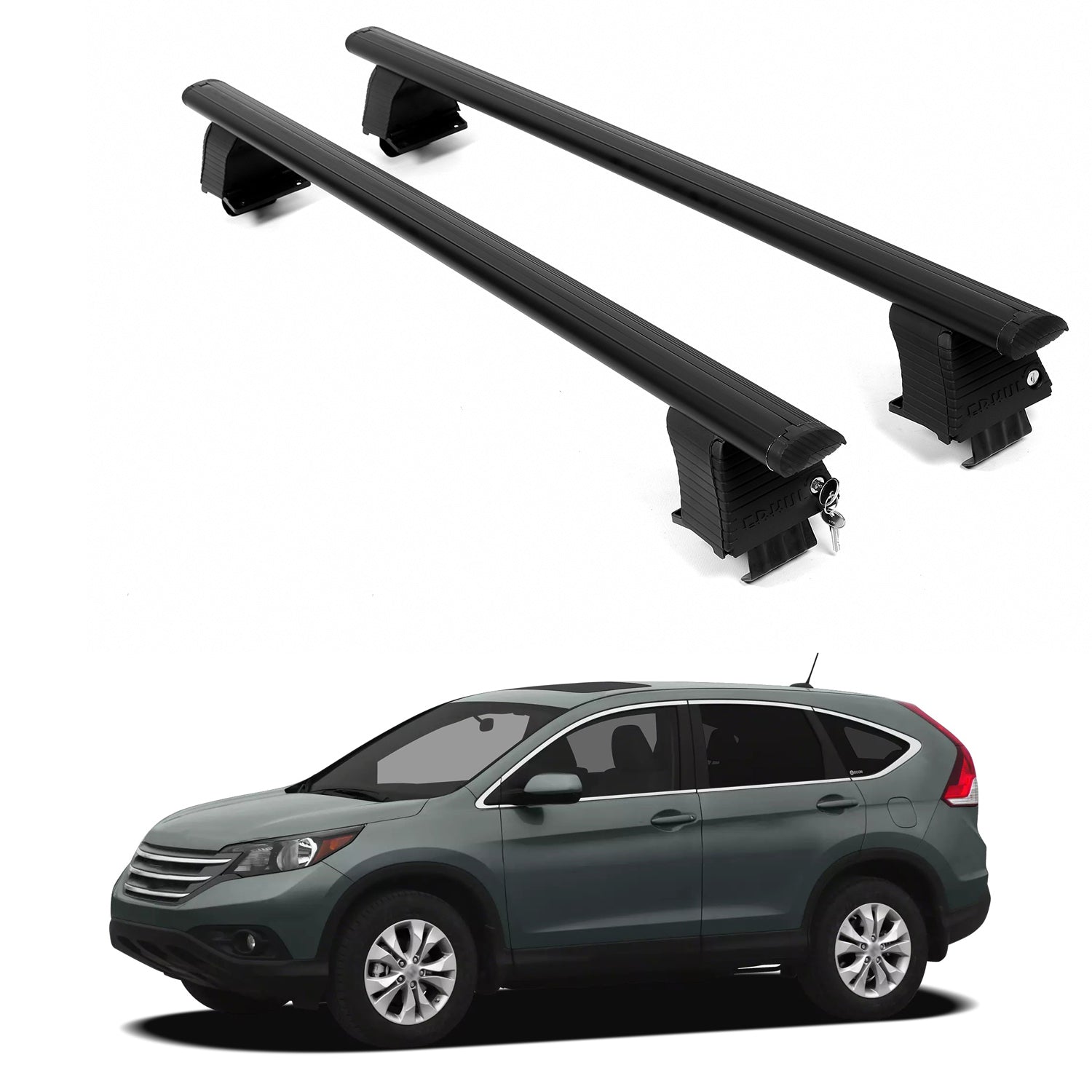 ERKUL Roof Rack Crossbars For HONDA CR-V 2012-2016 Naked Roof Aluminum Black