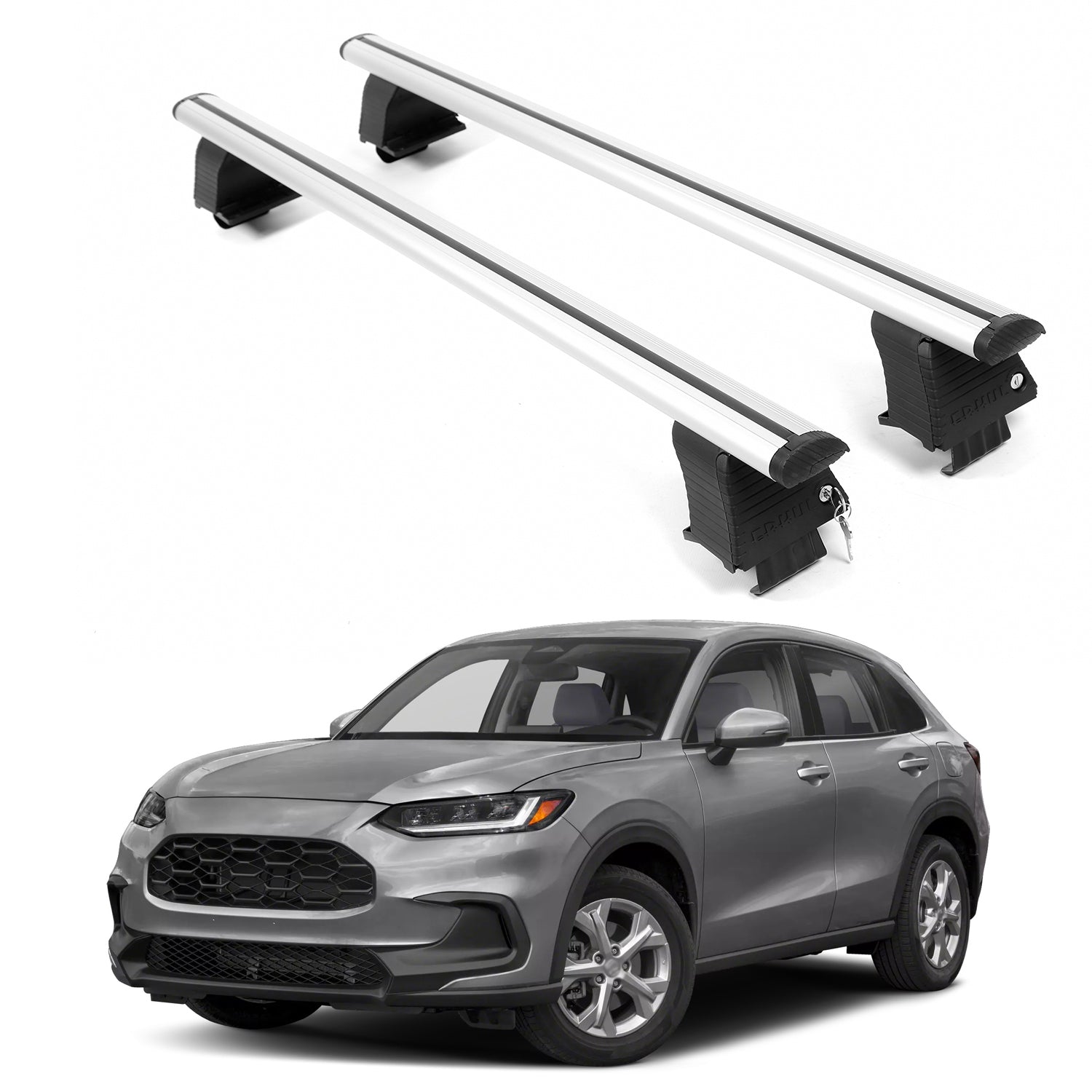 ERKUL Roof Rack Crossbars For HONDA HR-V 2023-2026 Naked Roof Aluminum Silver