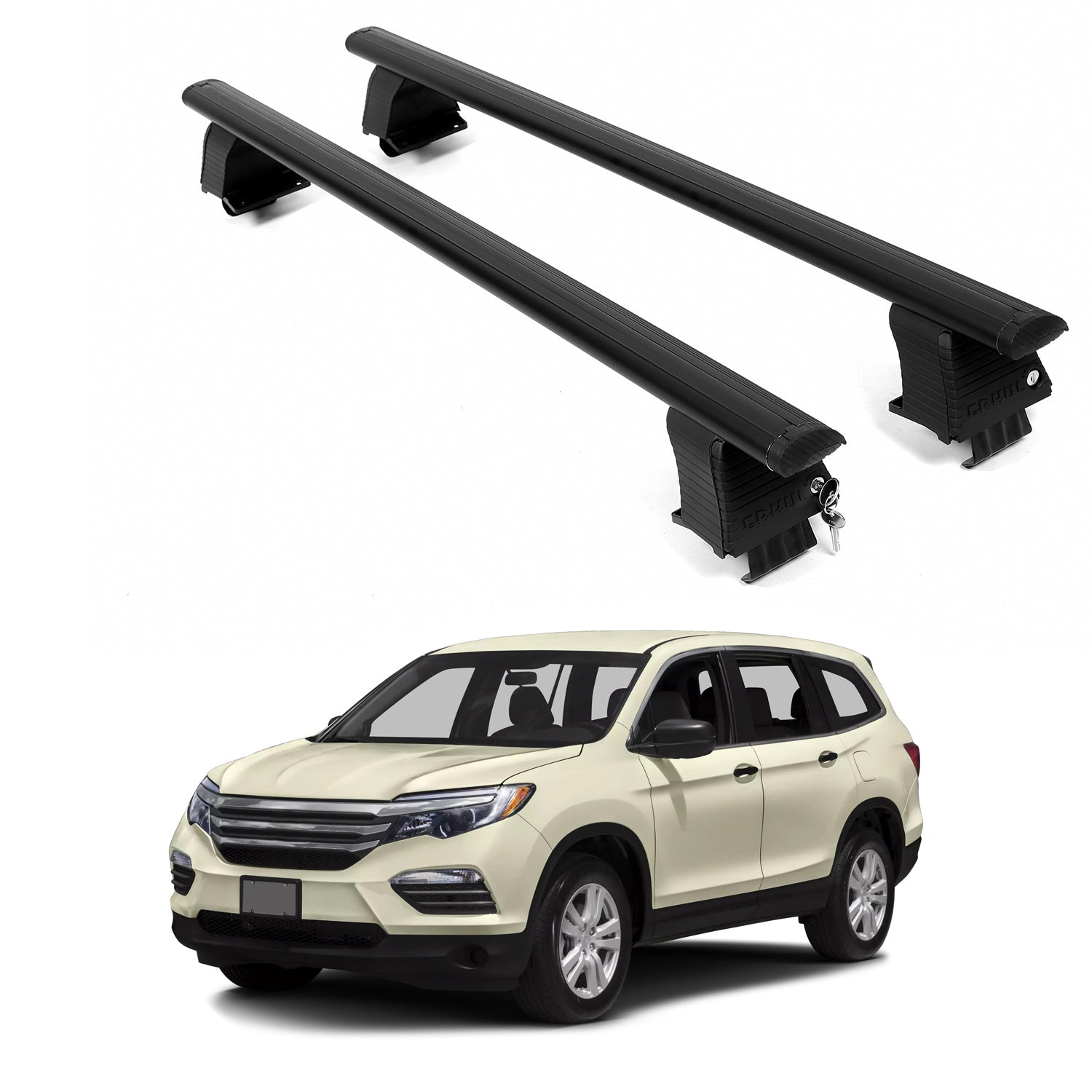 ERKUL Roof Rack Crossbars For HONDA PILOT 2016-2022 Naked Roof Aluminum Black
