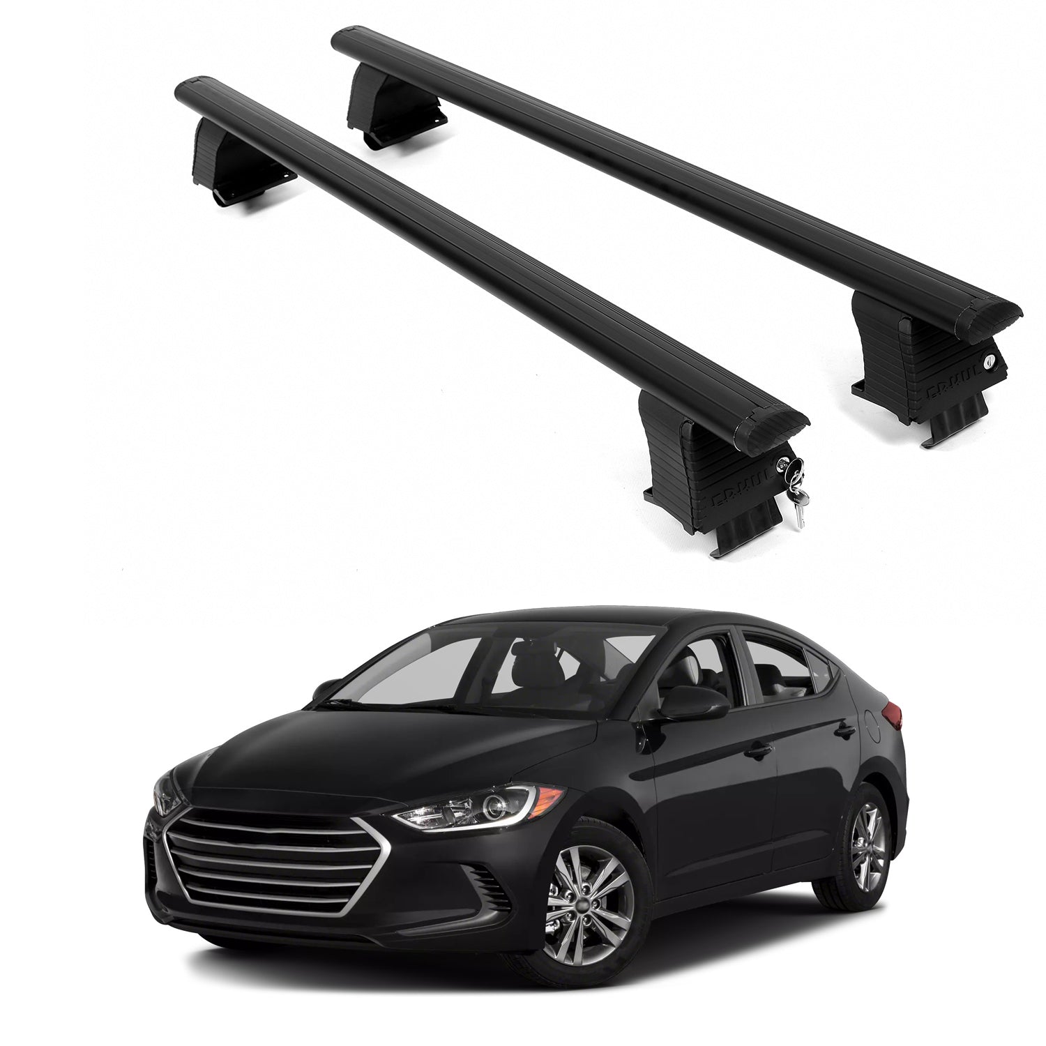 ERKUL Roof Rack Crossbars For HYUNDAI ELANTRA 2017-2020 Naked Roof Aluminum Black