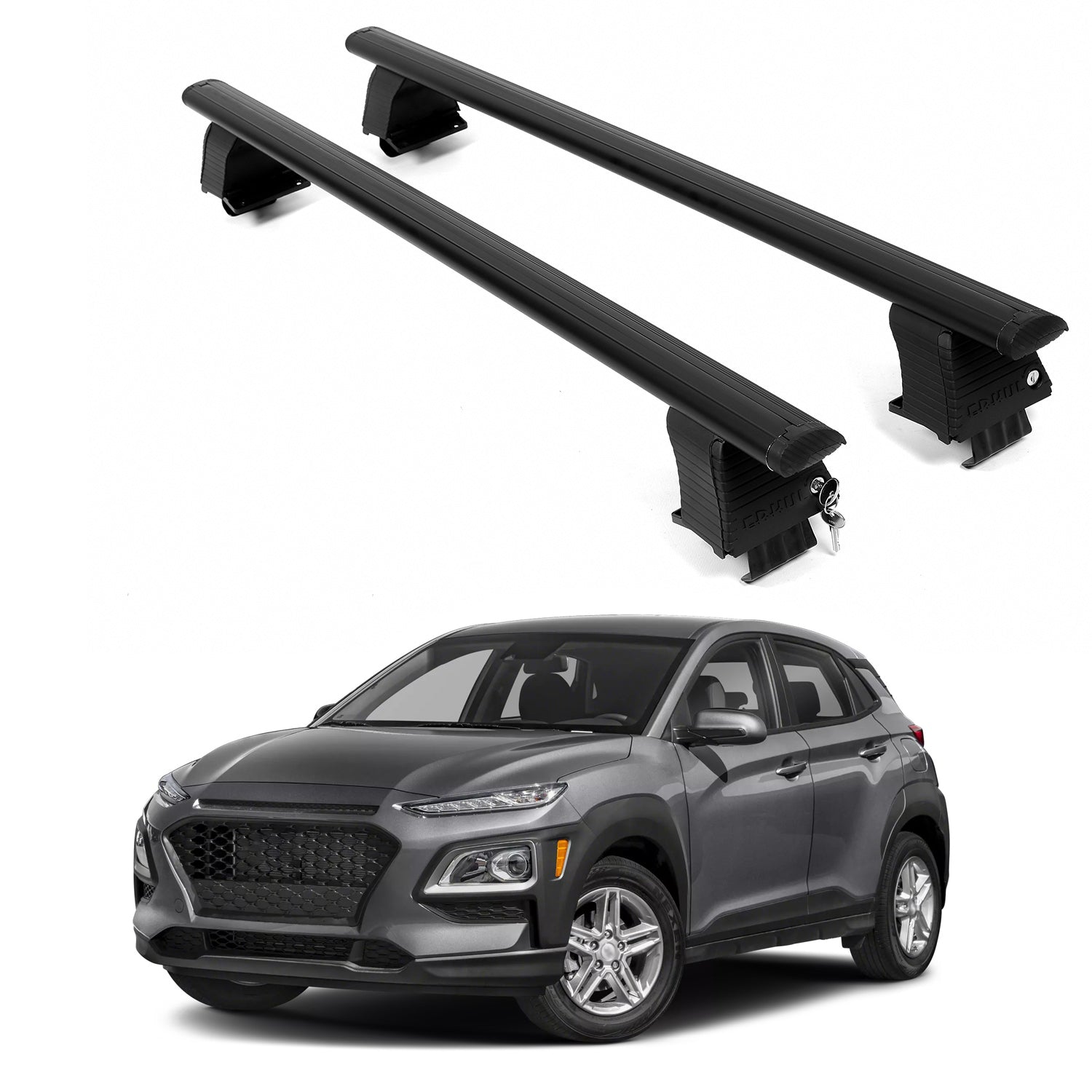 ERKUL Roof Rack Crossbars For HYUNDAI KONA 2018-2023 Naked Roof Aluminum Black