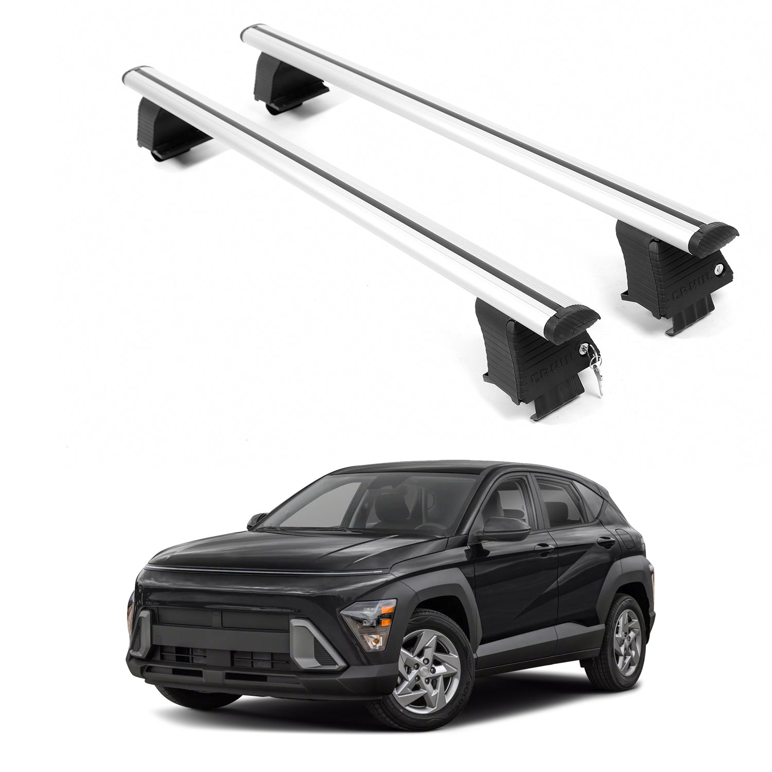 ERKUL Roof Rack Crossbars For HYUNDAI KONA 2024-2026 Naked Roof Aluminum Silver
