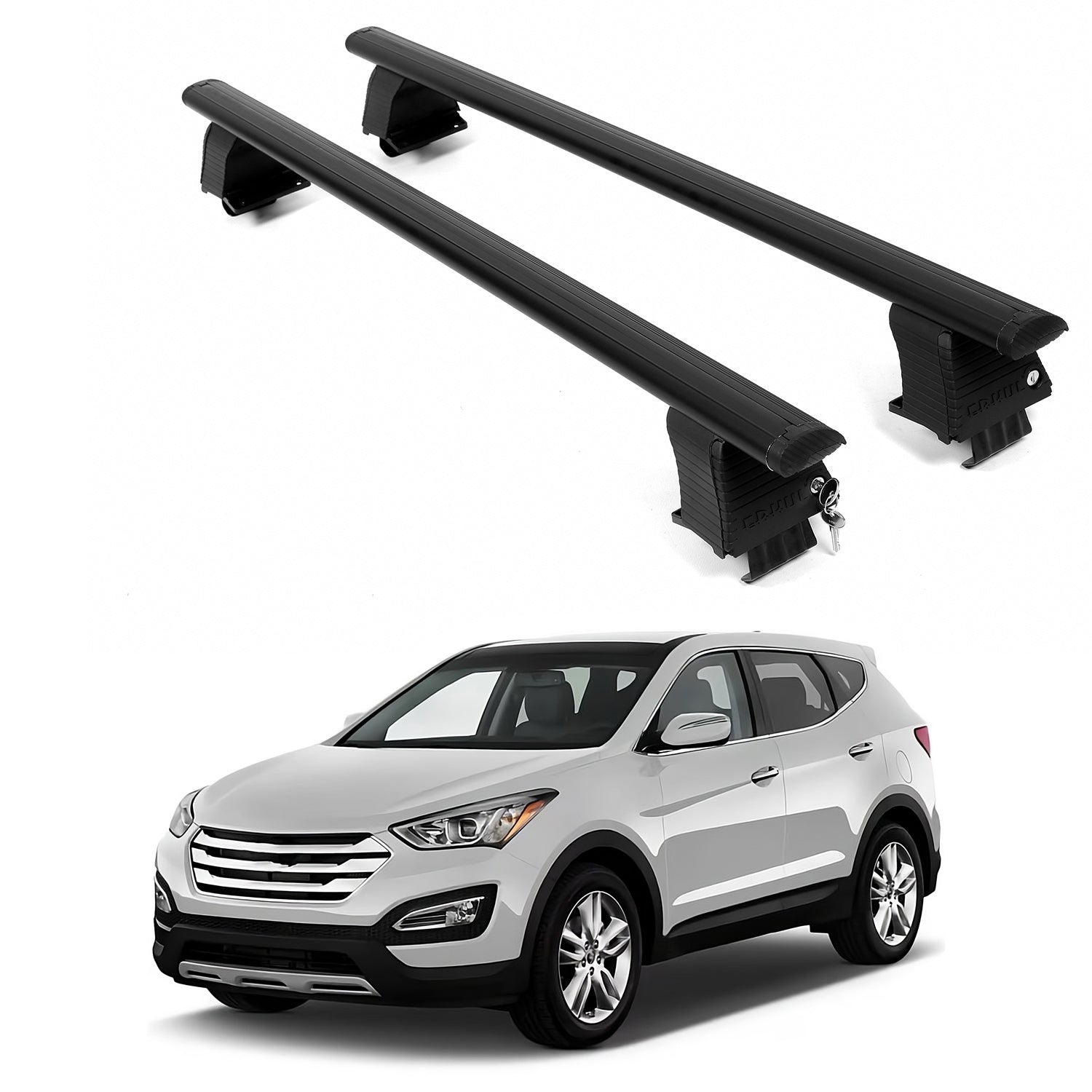 ERKUL Roof Rack Crossbars For HYUNDAI SANTA FE 2013-2018 Naked Roof Aluminum Black