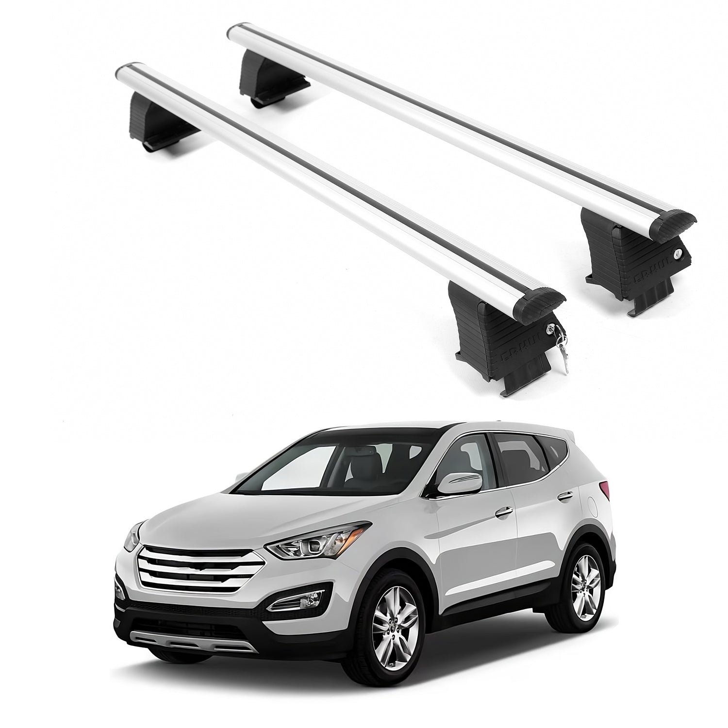 ERKUL Roof Rack Crossbars For HYUNDAI SANTA FE 2013-2018 Naked Roof Aluminum Silver