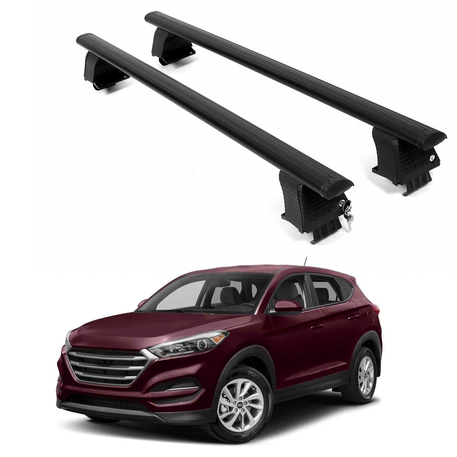 ERKUL Roof Rack Crossbars For HYUNDAI TUCSON 2016-2021 Naked Roof Aluminum Black