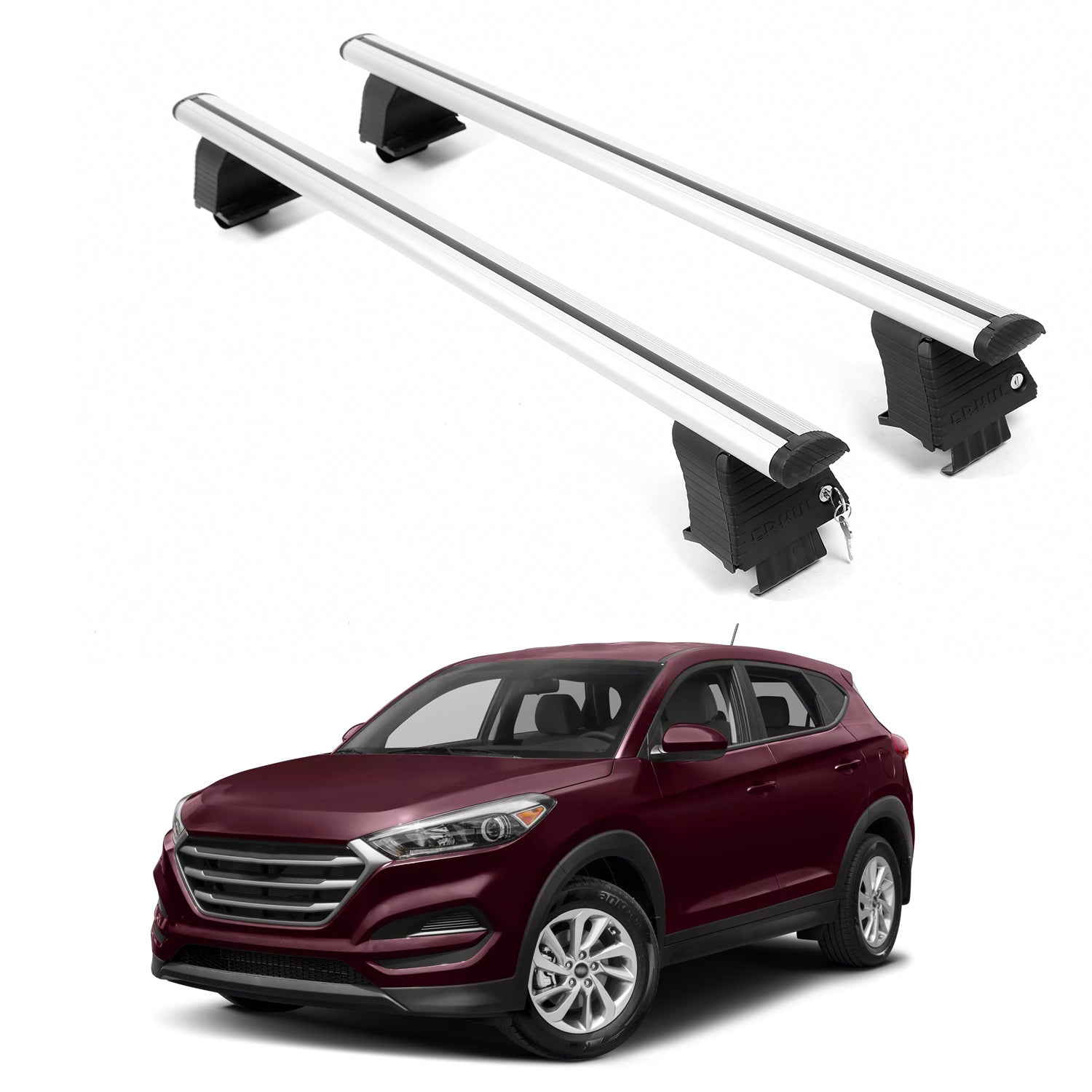 ERKUL Roof Rack Crossbars For HYUNDAI TUCSON 2016-2021 Naked Roof Aluminum Silver