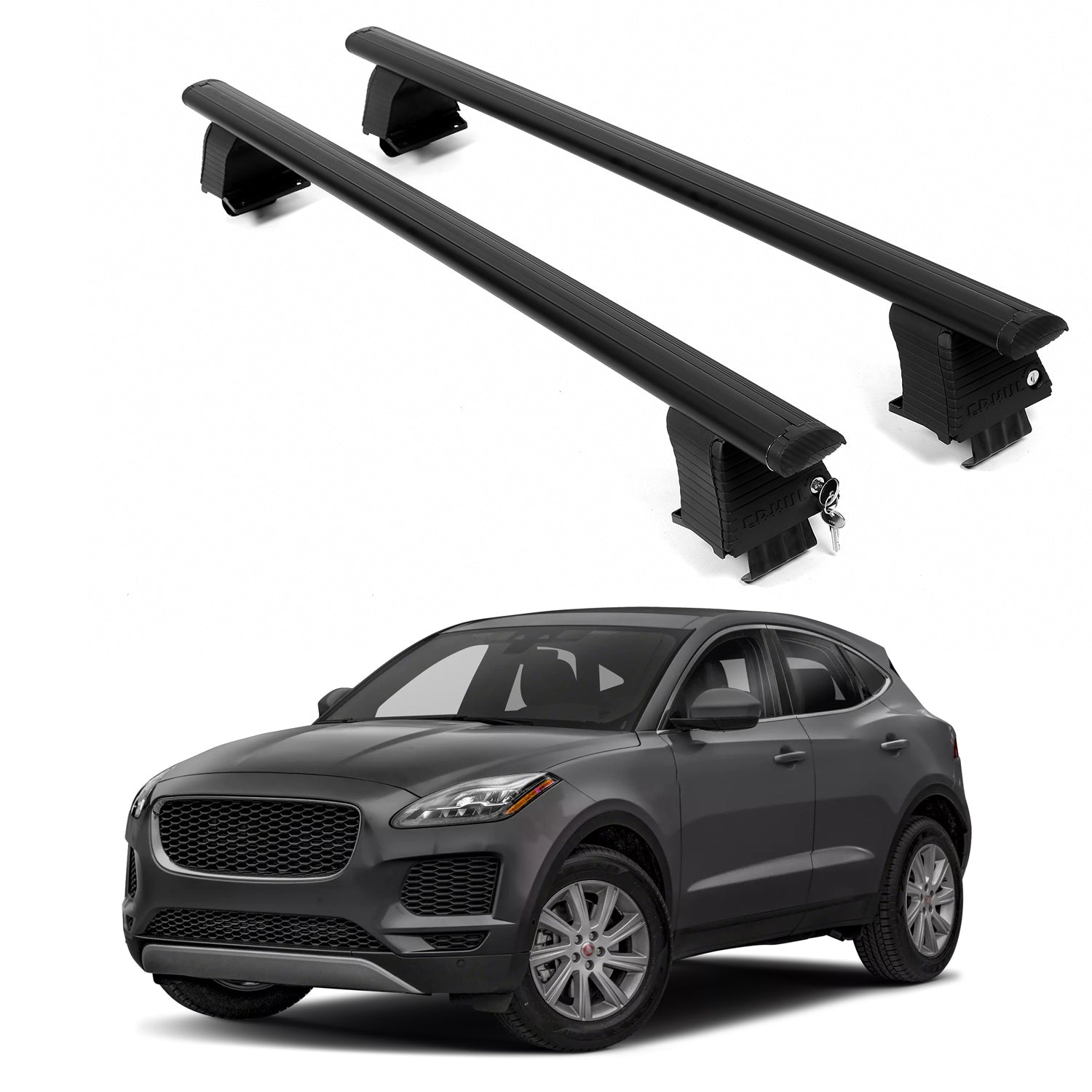 ERKUL Roof Rack Crossbars For JAGUAR E-PACE 2018-2024 Naked Roof Aluminum Black