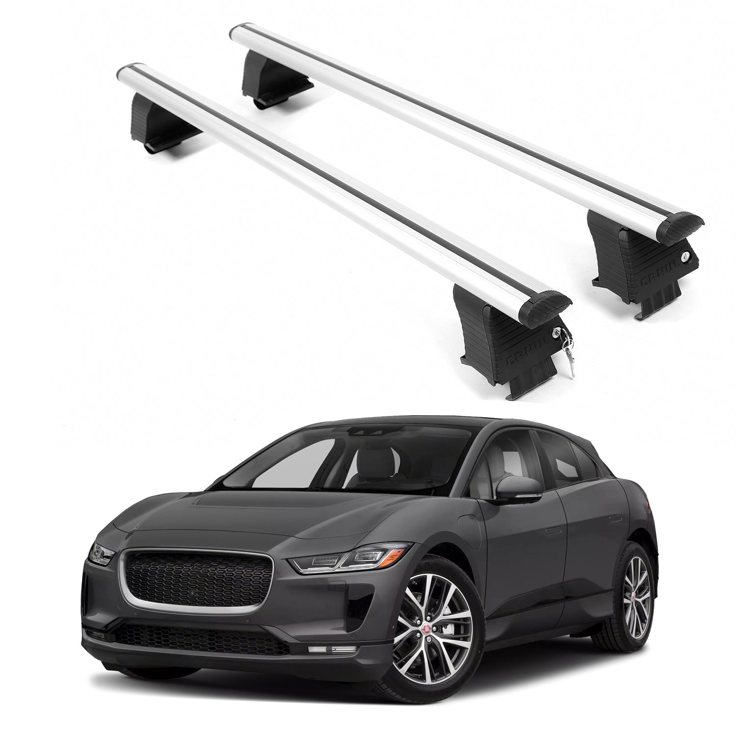ERKUL Roof Rack Crossbars For JAGUAR I-PACE 2019-2024 Naked Roof Aluminum Silver