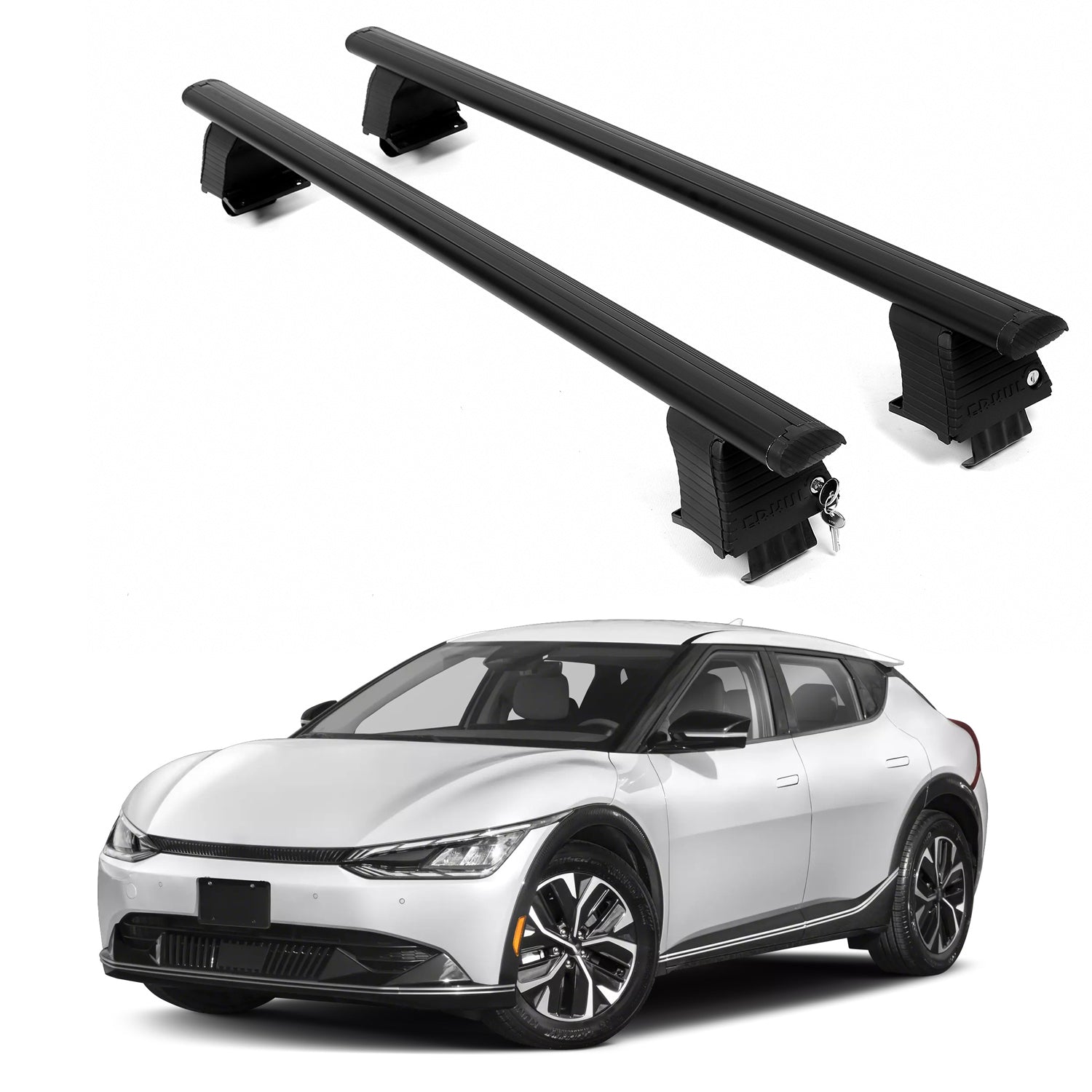 ERKUL Roof Rack Crossbars For KIA EV6 2022-2026 Naked Roof Aluminum Black