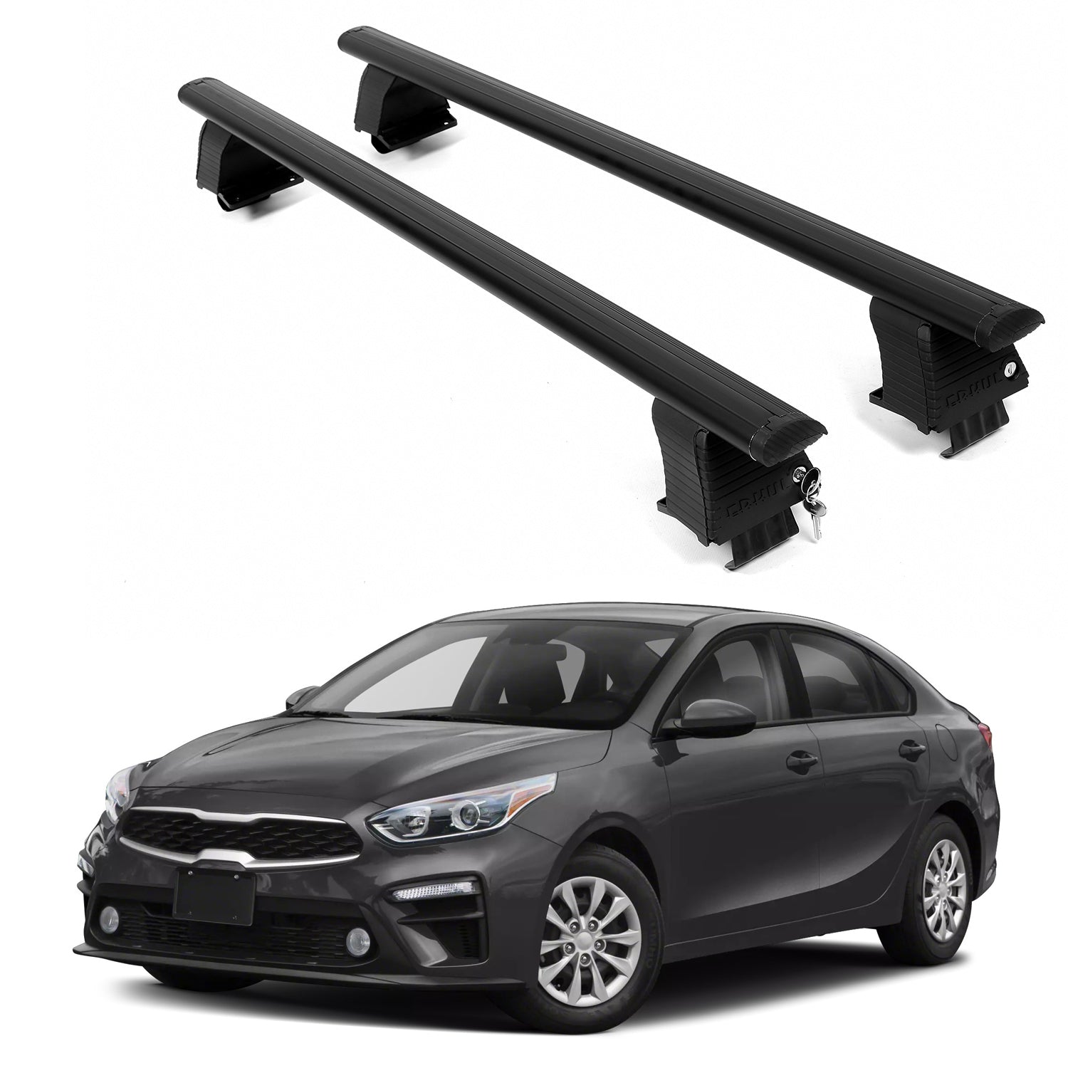 ERKUL Roof Rack Crossbars For KIA FORTE 2019-2024 Naked Roof Aluminum Black