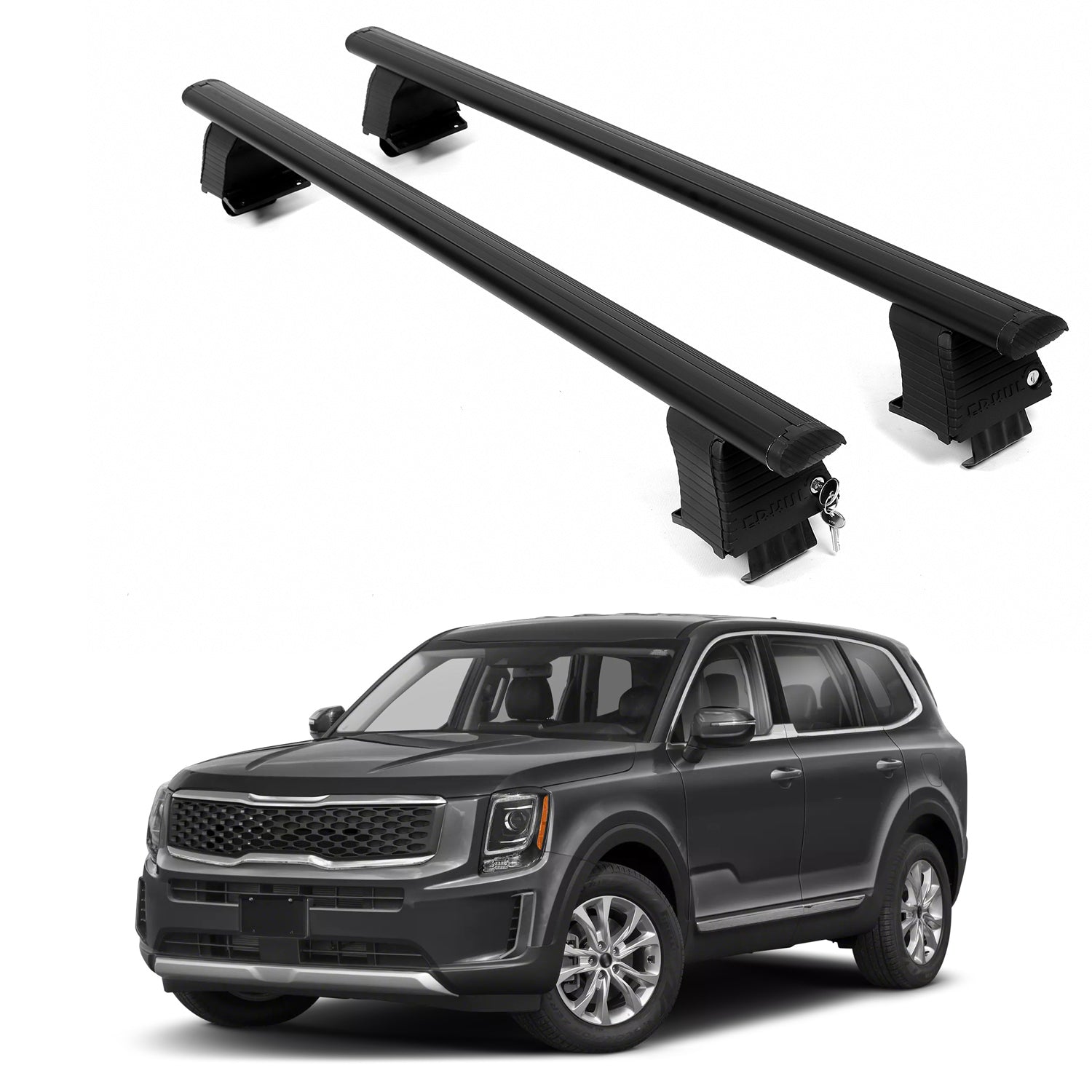 ERKUL Roof Rack Crossbars For KIA TELLURIDE 2020-2025 Naked Roof Aluminum Black