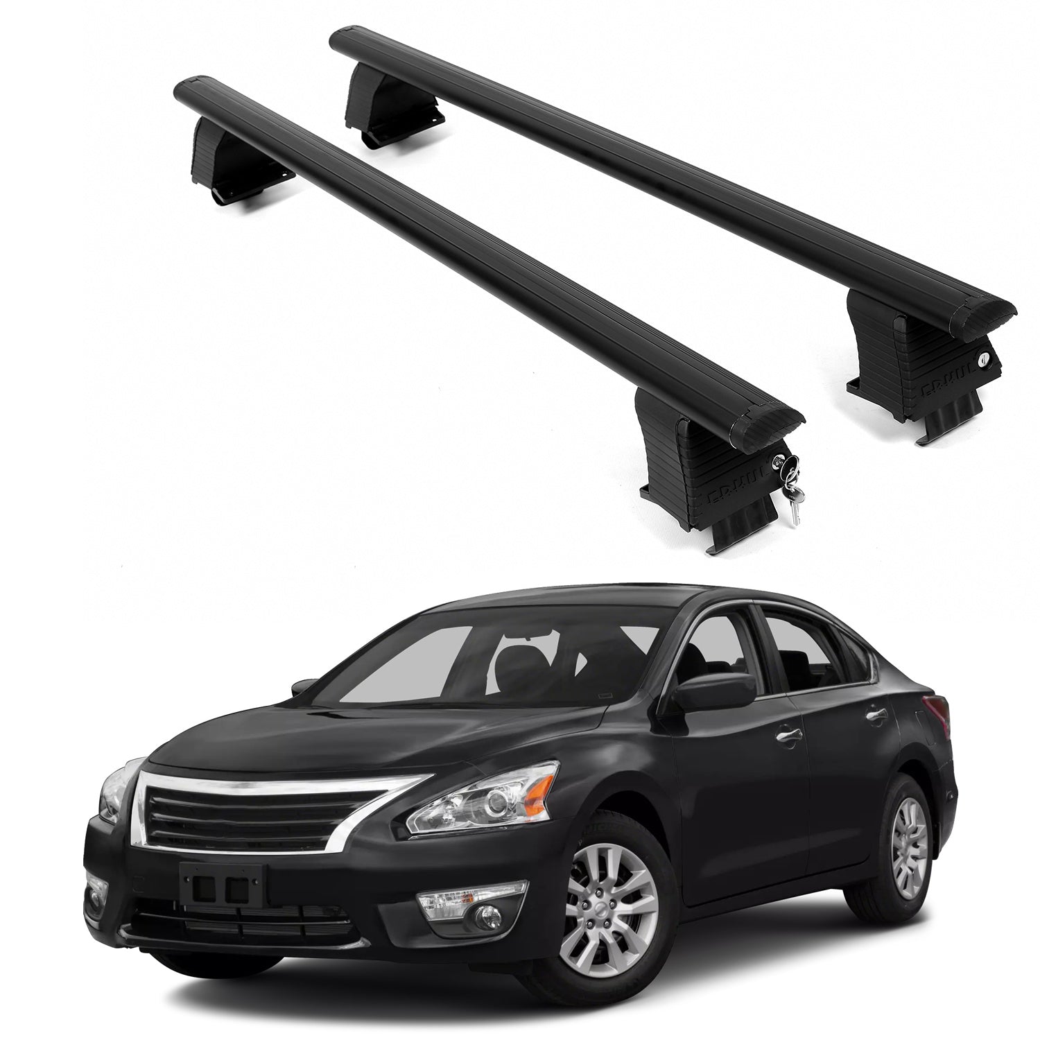 ERKUL Roof Rack Crossbars For NISSAN ALTIMA 2013-2018 Naked Roof Aluminum Black