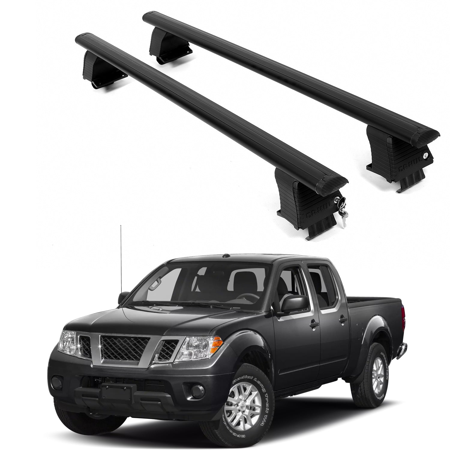 ERKUL Roof Rack Crossbars For NISSAN FRONTIER 2005-2021 Naked Roof Aluminum Black