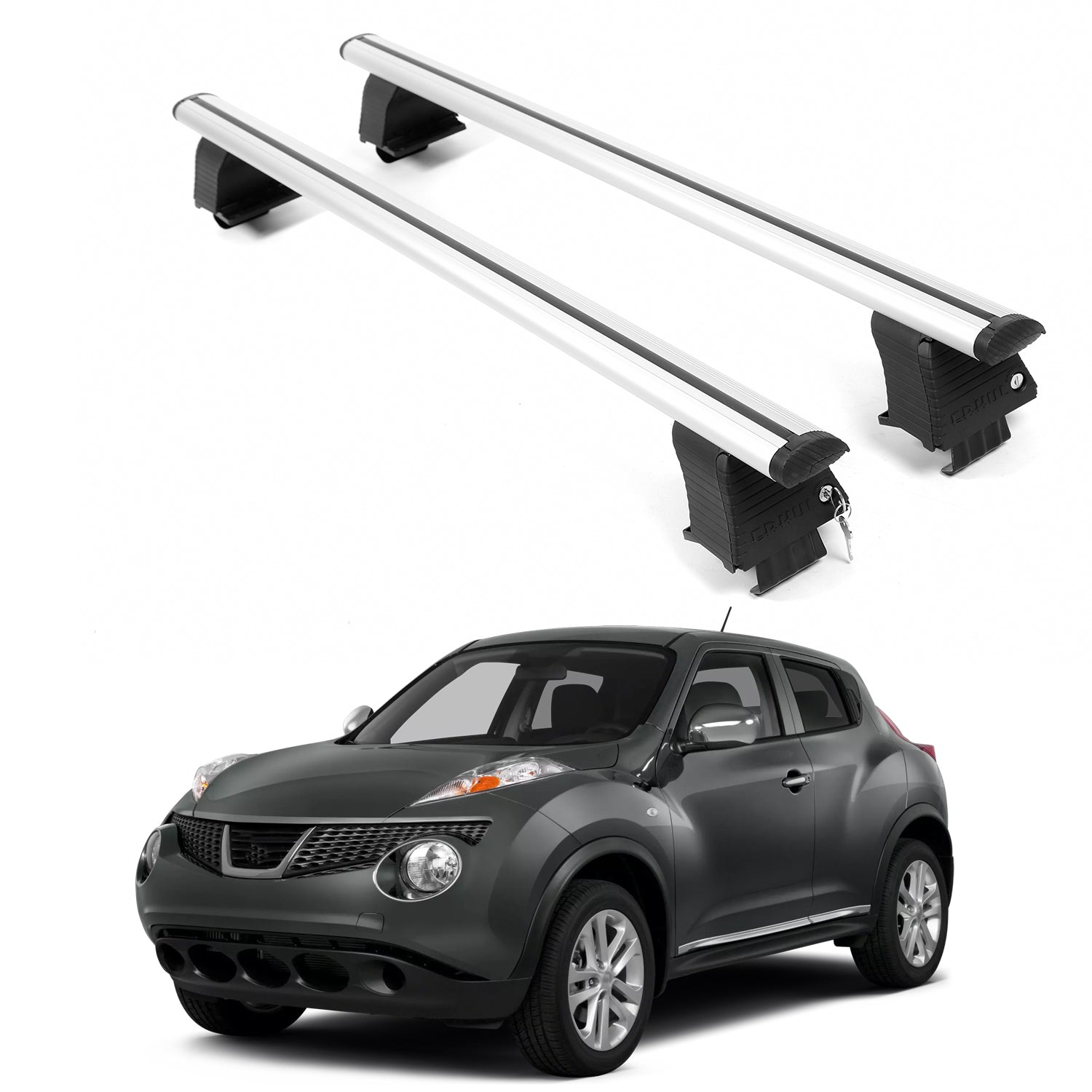 ERKUL Roof Rack Crossbars For NISSAN JUKE 2011-2018 Naked Roof Aluminum Silver